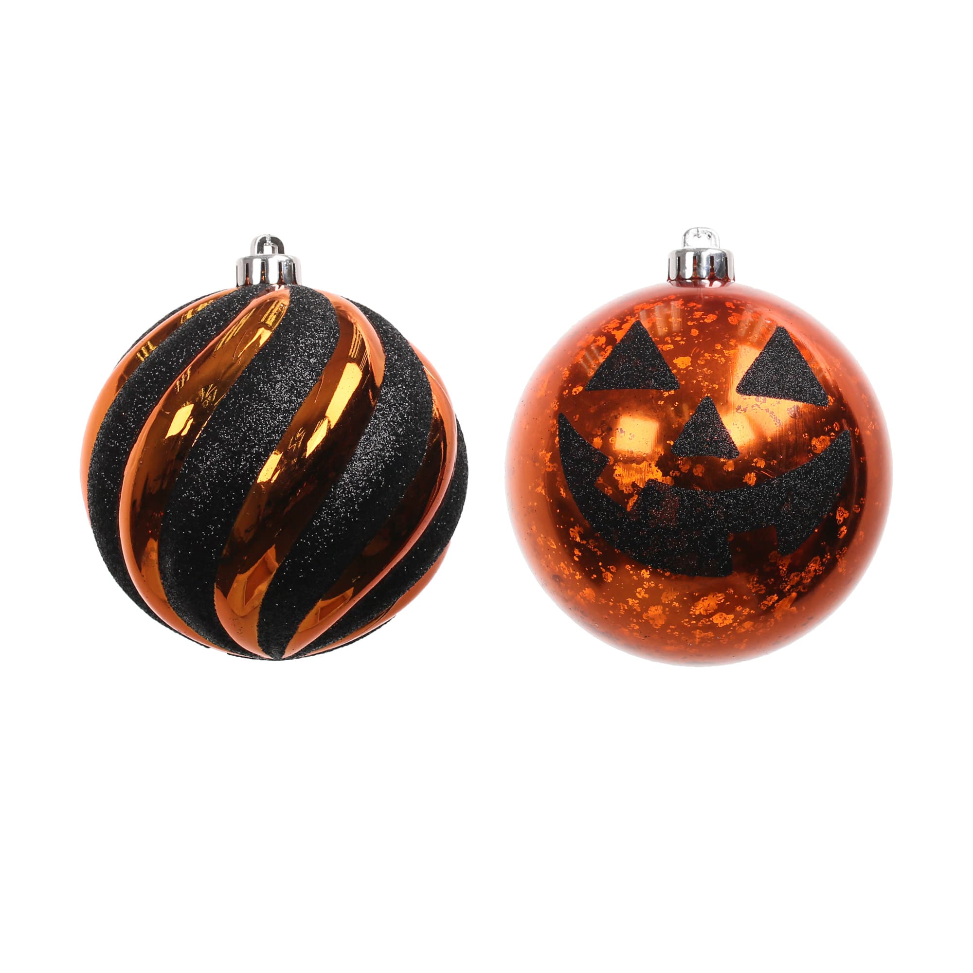 2 Pack 6" Orange & Black Jack-o'-Lantern Shatterproof Ornaments by Ashland®