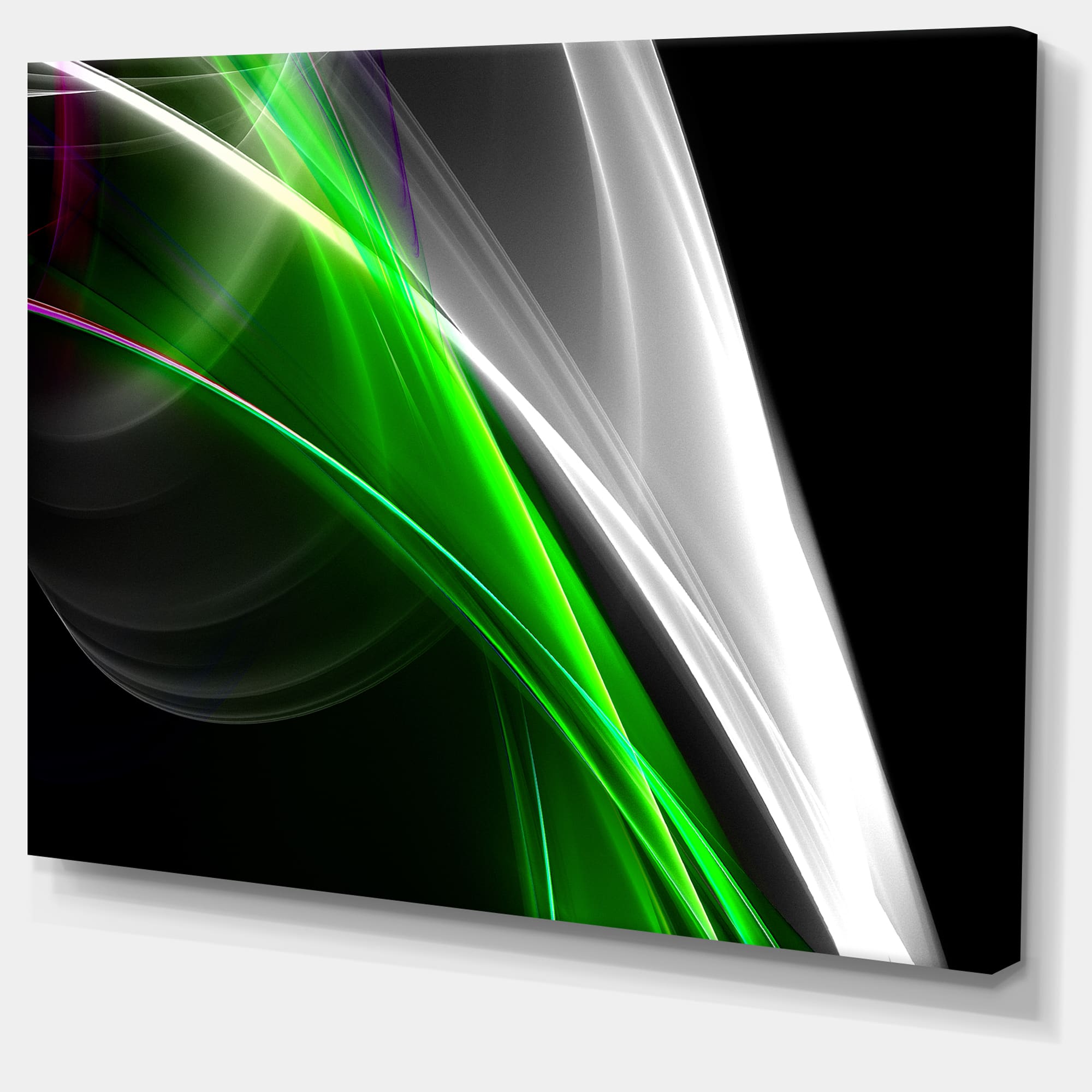 Designart - Fractal Lines Green White