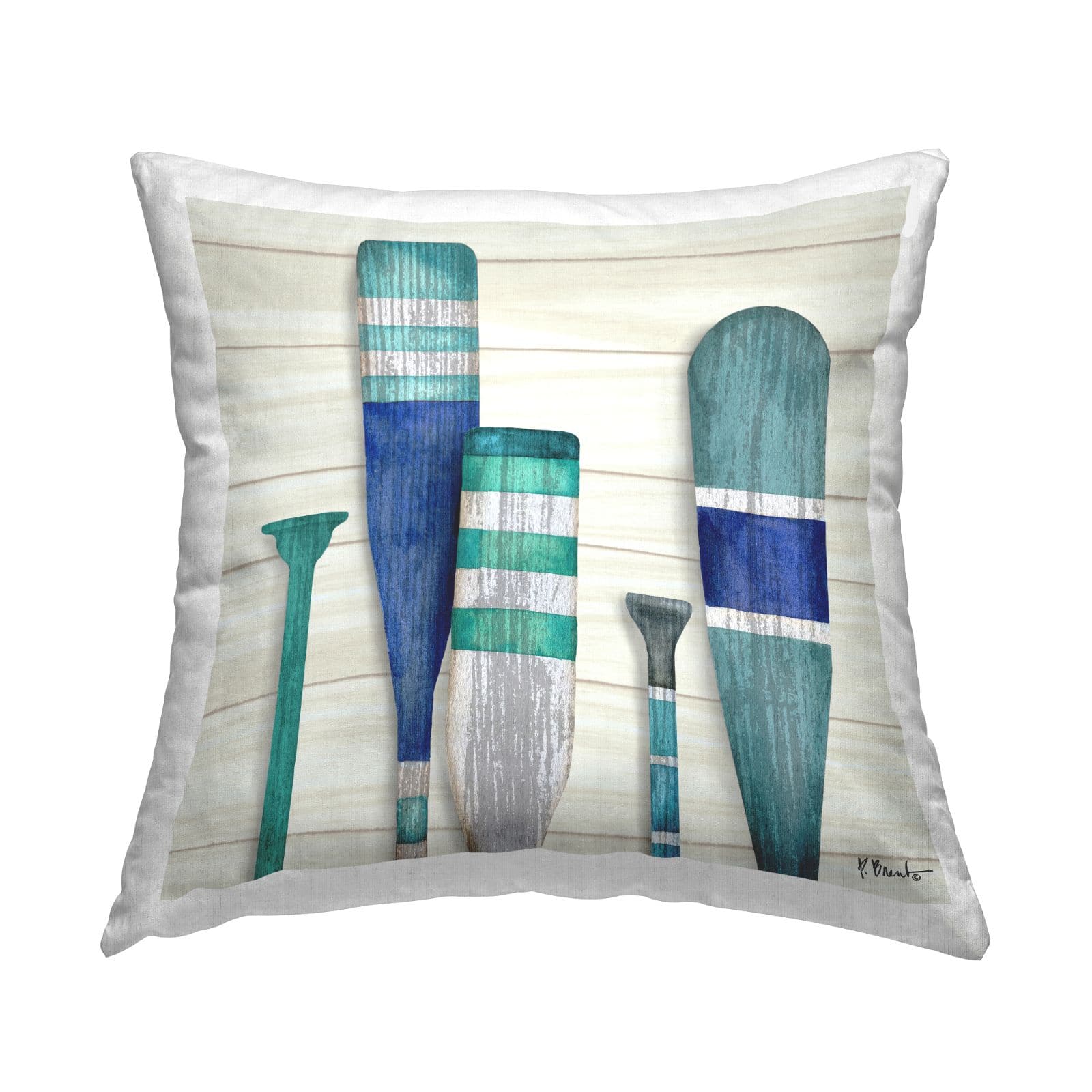 Stupell Industries Green Boating Oars Lake Cabin Throw Pillow, 18" x 18"