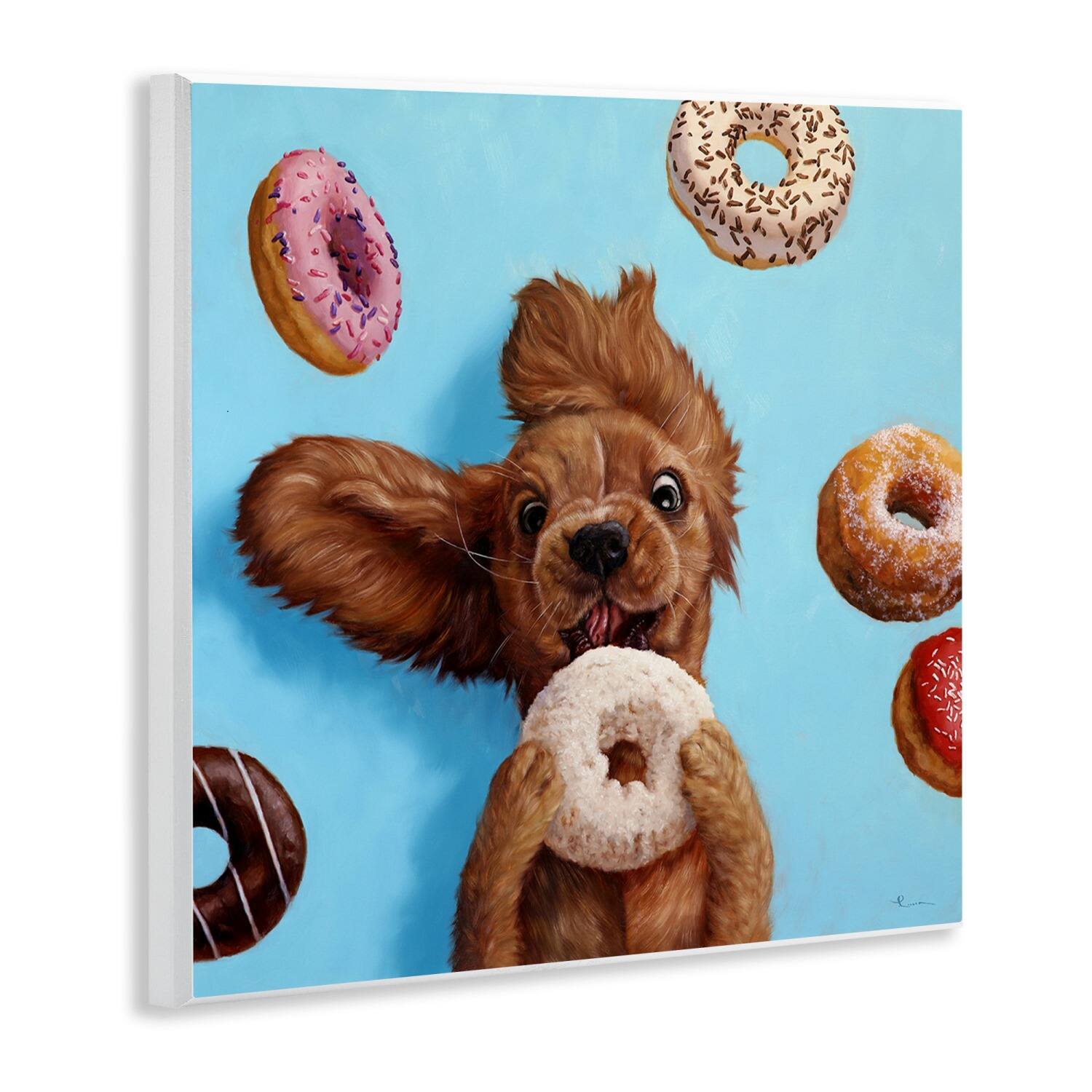 Stupell Industries Funny Dog Licking Donut Wall Plaque Art