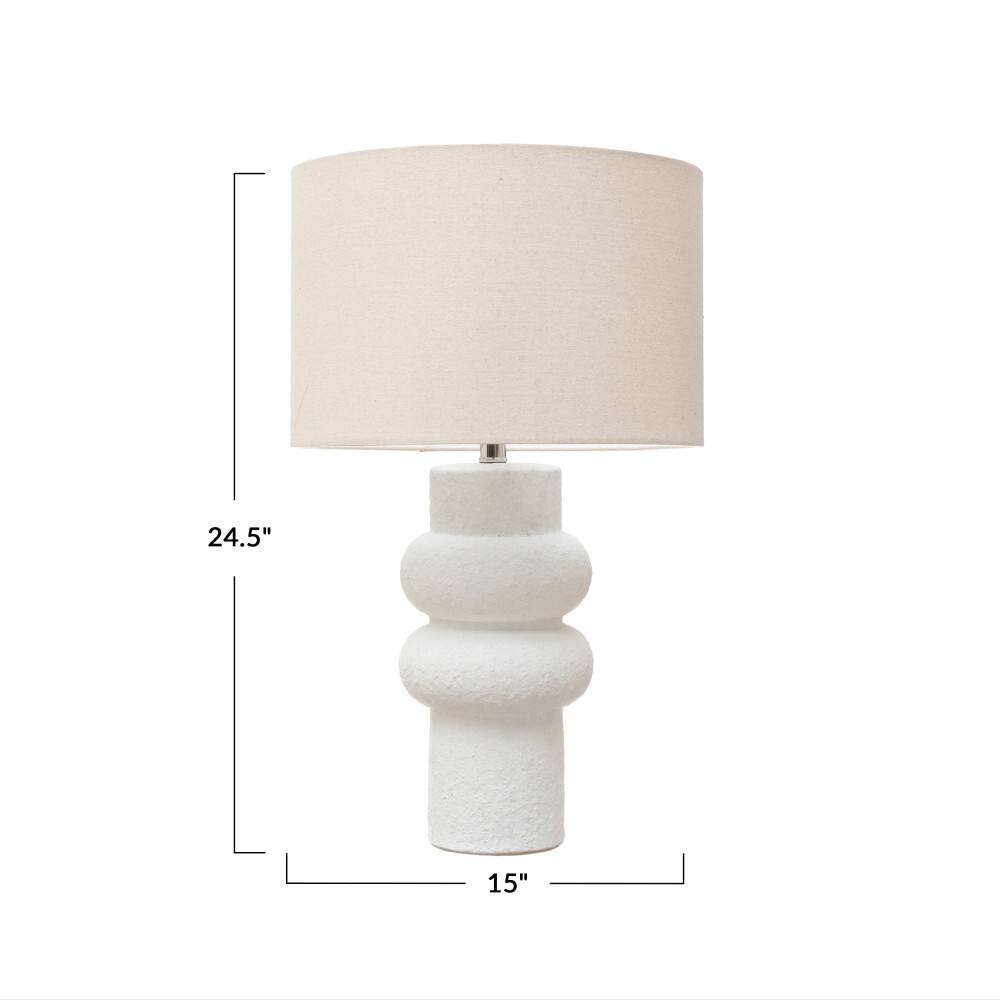 Hello Honey® 24.5" White Volcano Finish Stoneware Table Lamp with Linen Shade