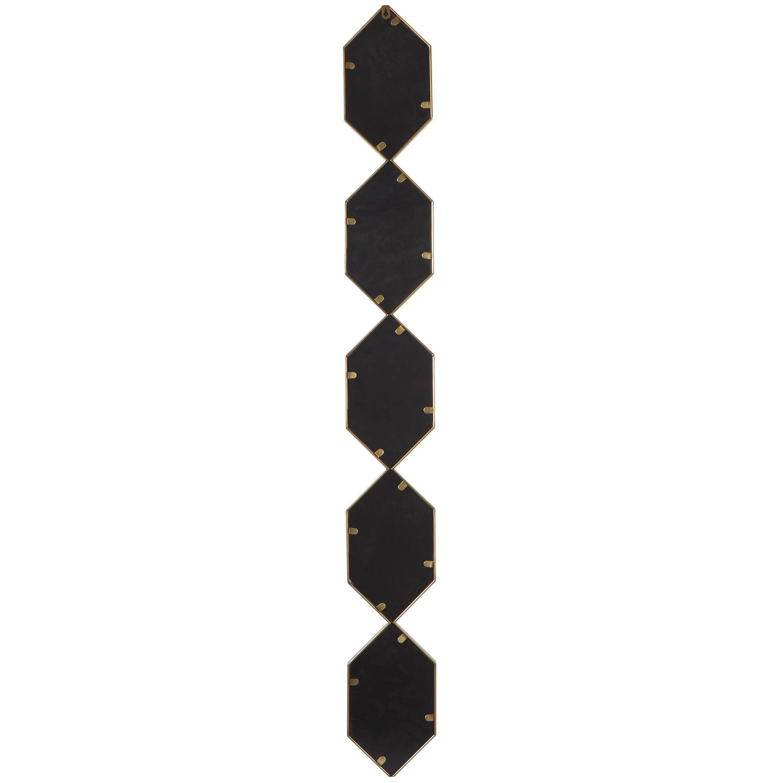 Gold Metal Slim Stacked Chain 5 Layer Wall Mirror with Trellis Pattern 7" x 1" x 59"