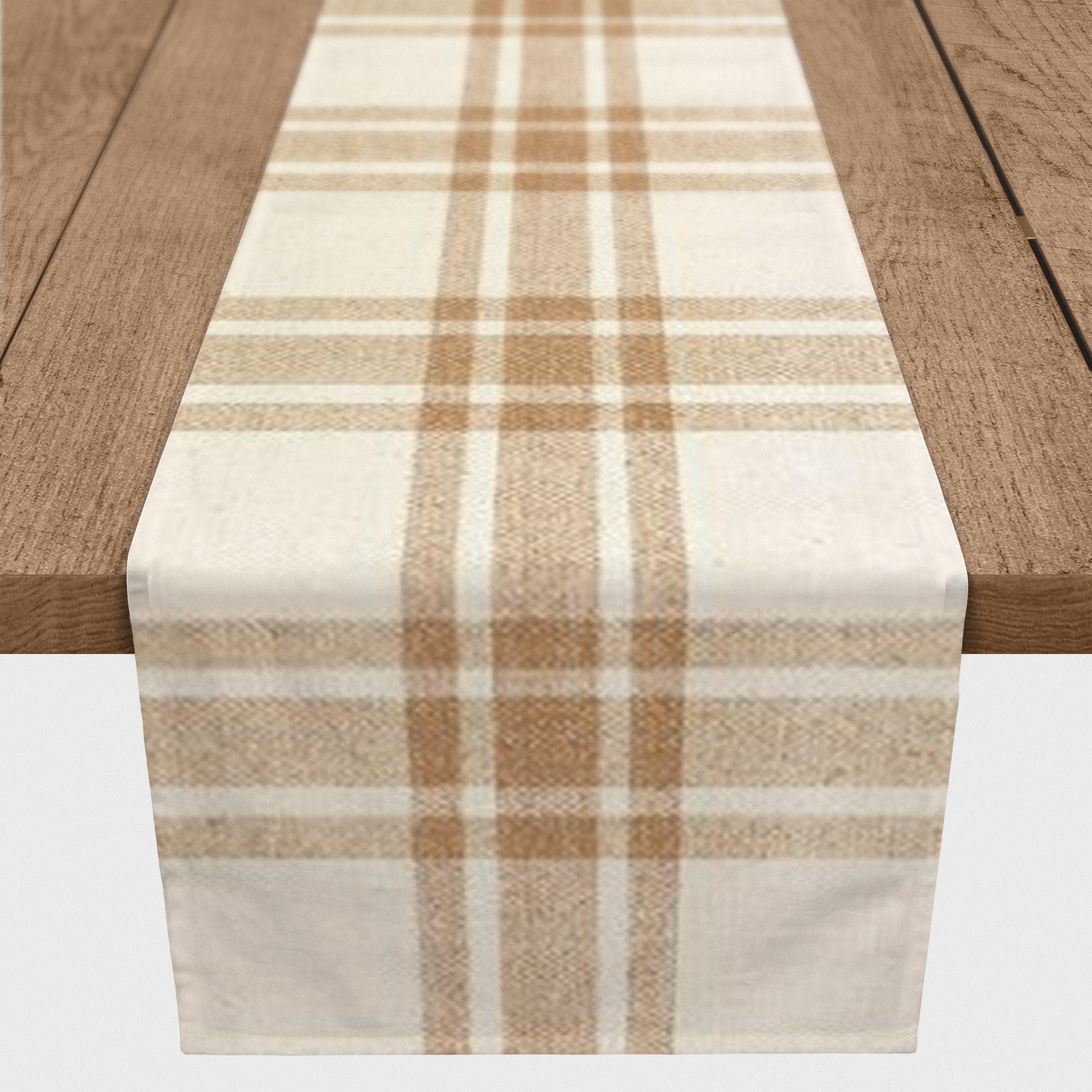 90'' Orange Plaid Cotton Twill Runner