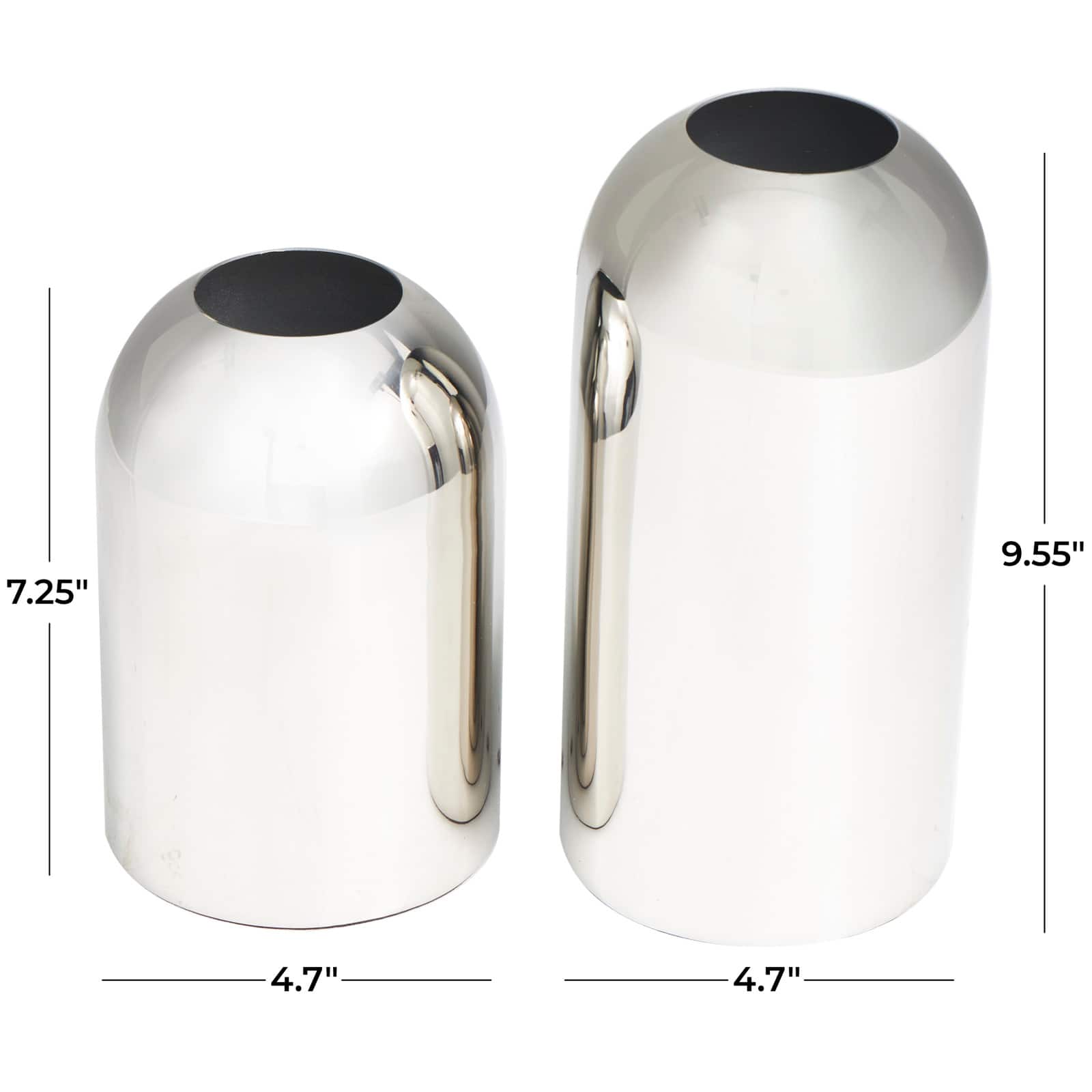 Silver Stainless Steel Vase with a Sleek Mirror Finish Set