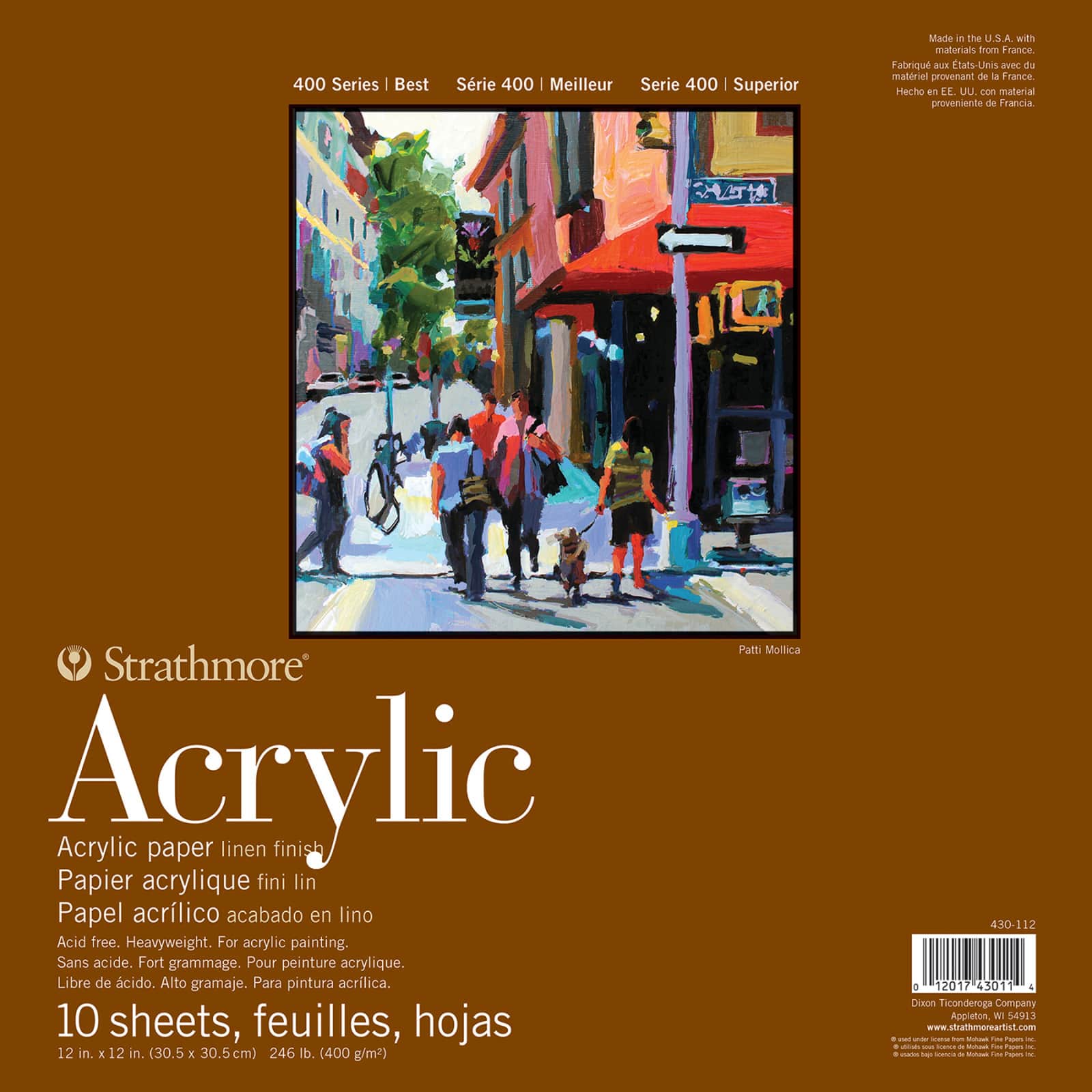 Strathmore Acrylic Paper Pad, 400 Series, Tape-Bound, 10 Sheets, 12" x 12"