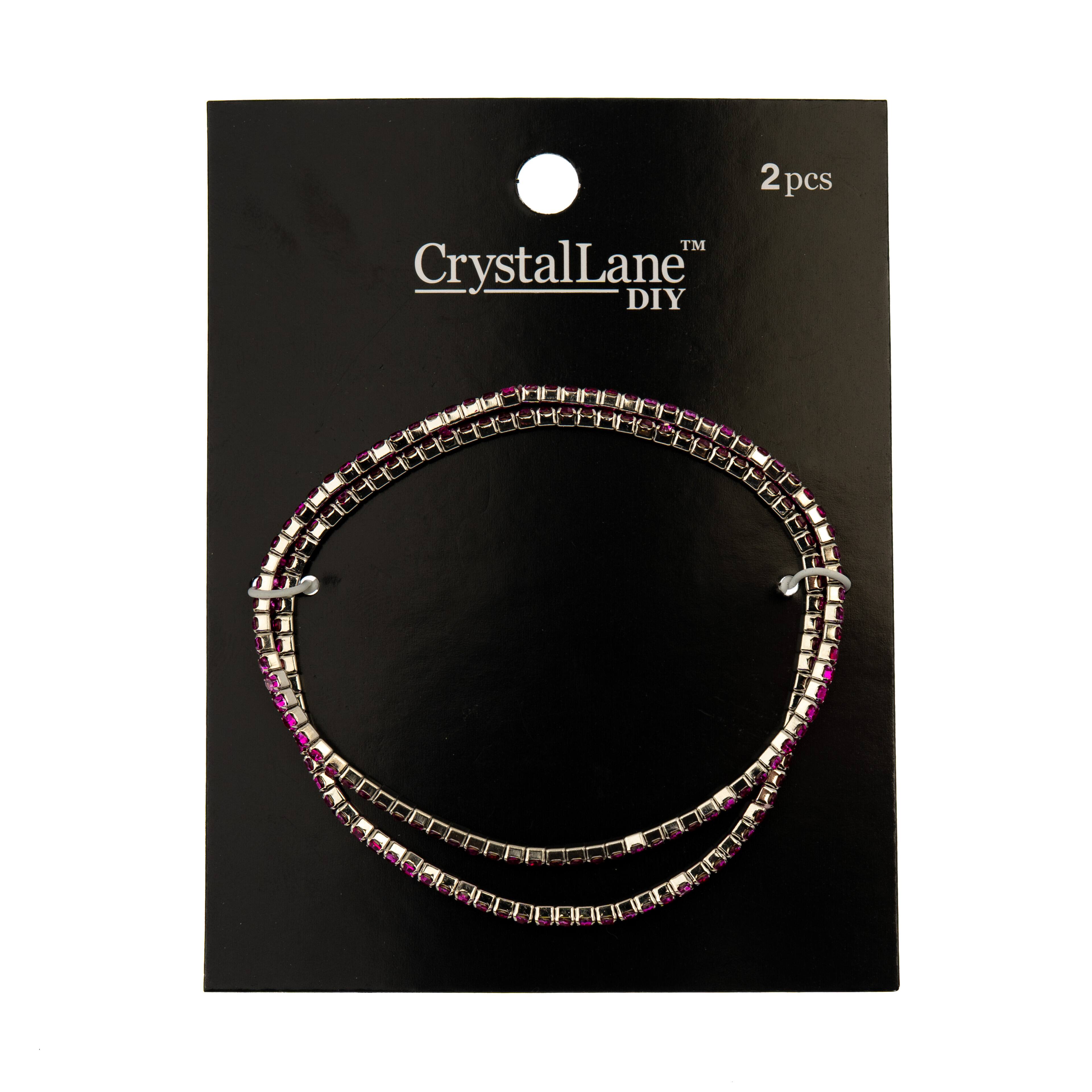 Crystal Lane DIY Silver & Rose Rhinestones Bracelets, 2ct.