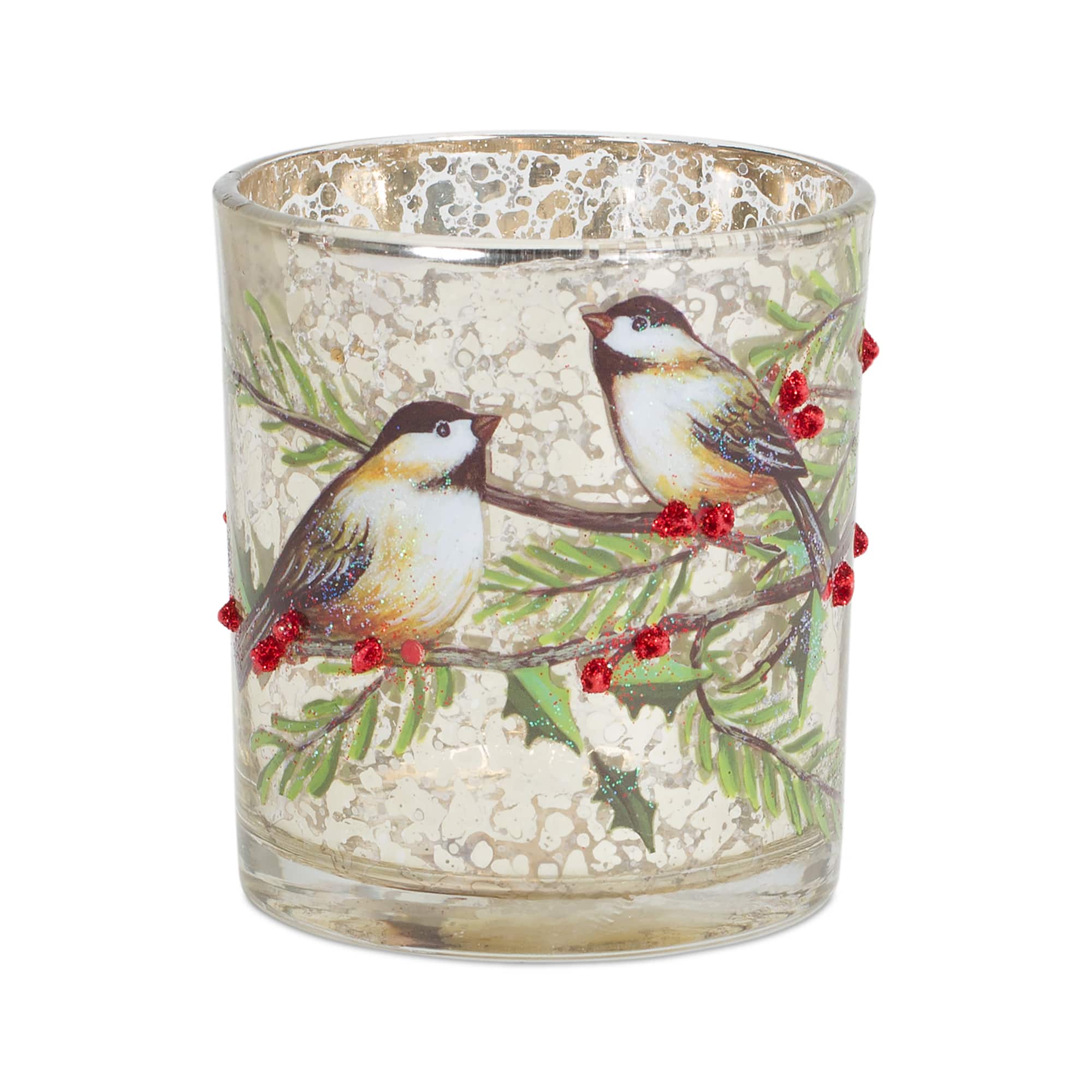 3.25" Cardinal & Bird Glass Votive Holder Set