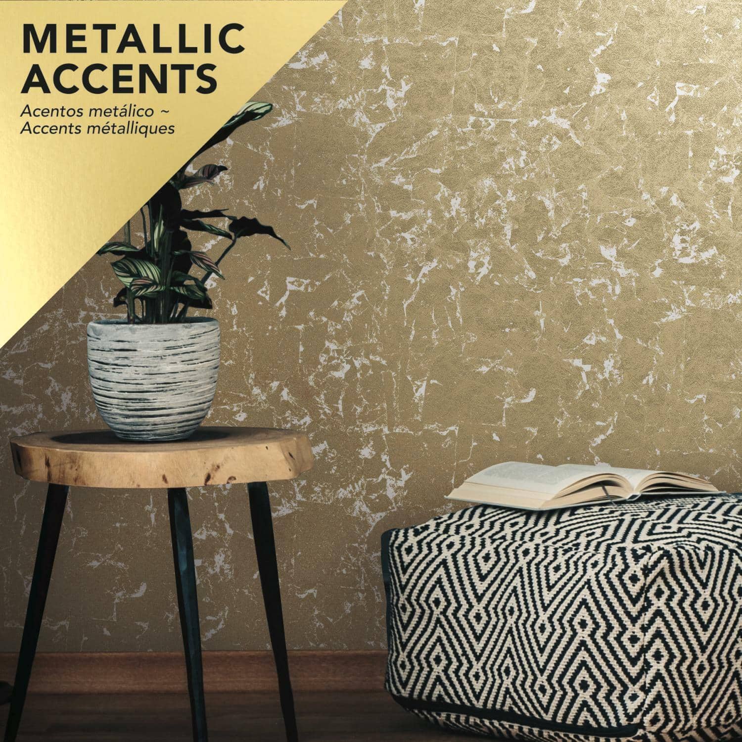 RoomMates Gold Leaf Peel & Stick Wallpaper