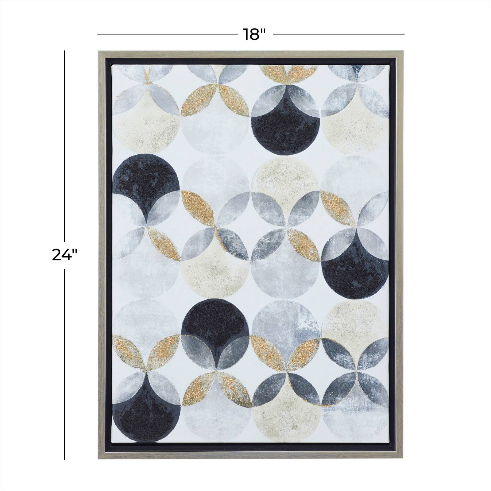 Gray Polystone Modern Framed Wall Art, 24" x 18" x 2"