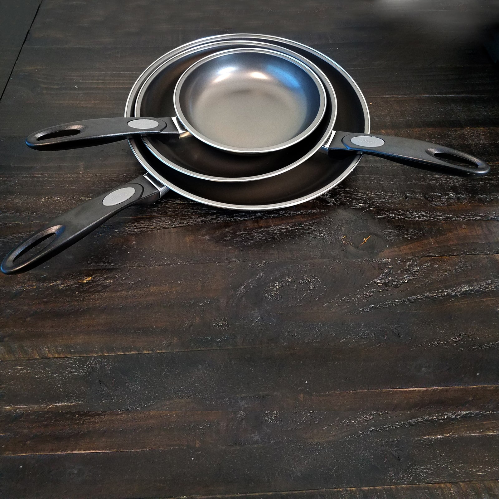 Gibson Home® Aventura 3-Piece Black Frying Pan Set