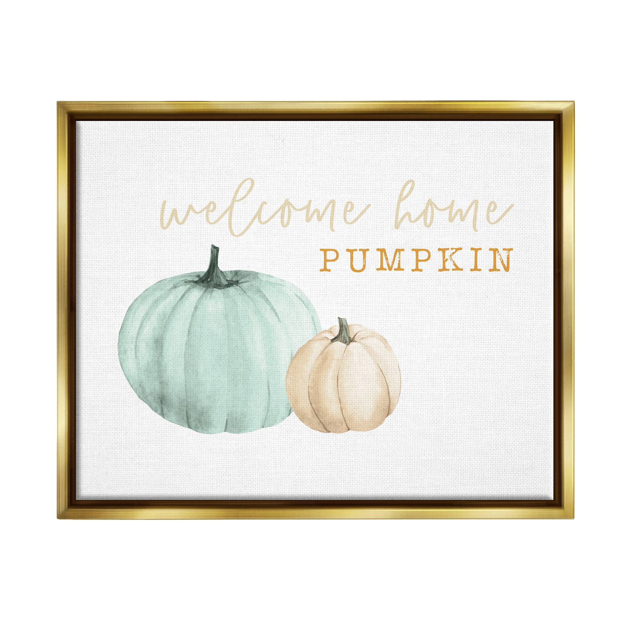 Stupell Industries Welcome Home Pumpkin Phrase Framed Floater Canvas Wall Art