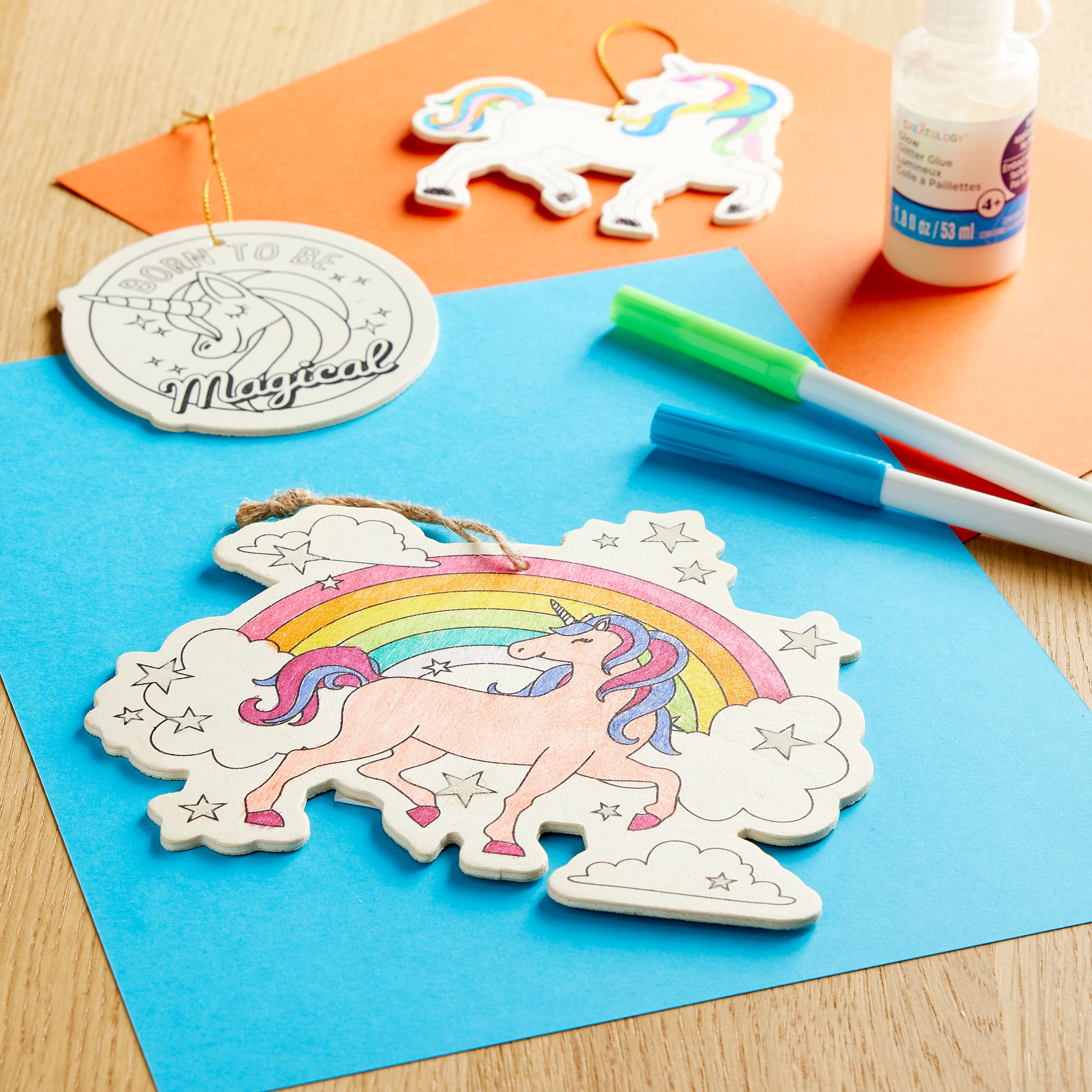 Unicorn Colour-In Wood Ornament by Creatology™