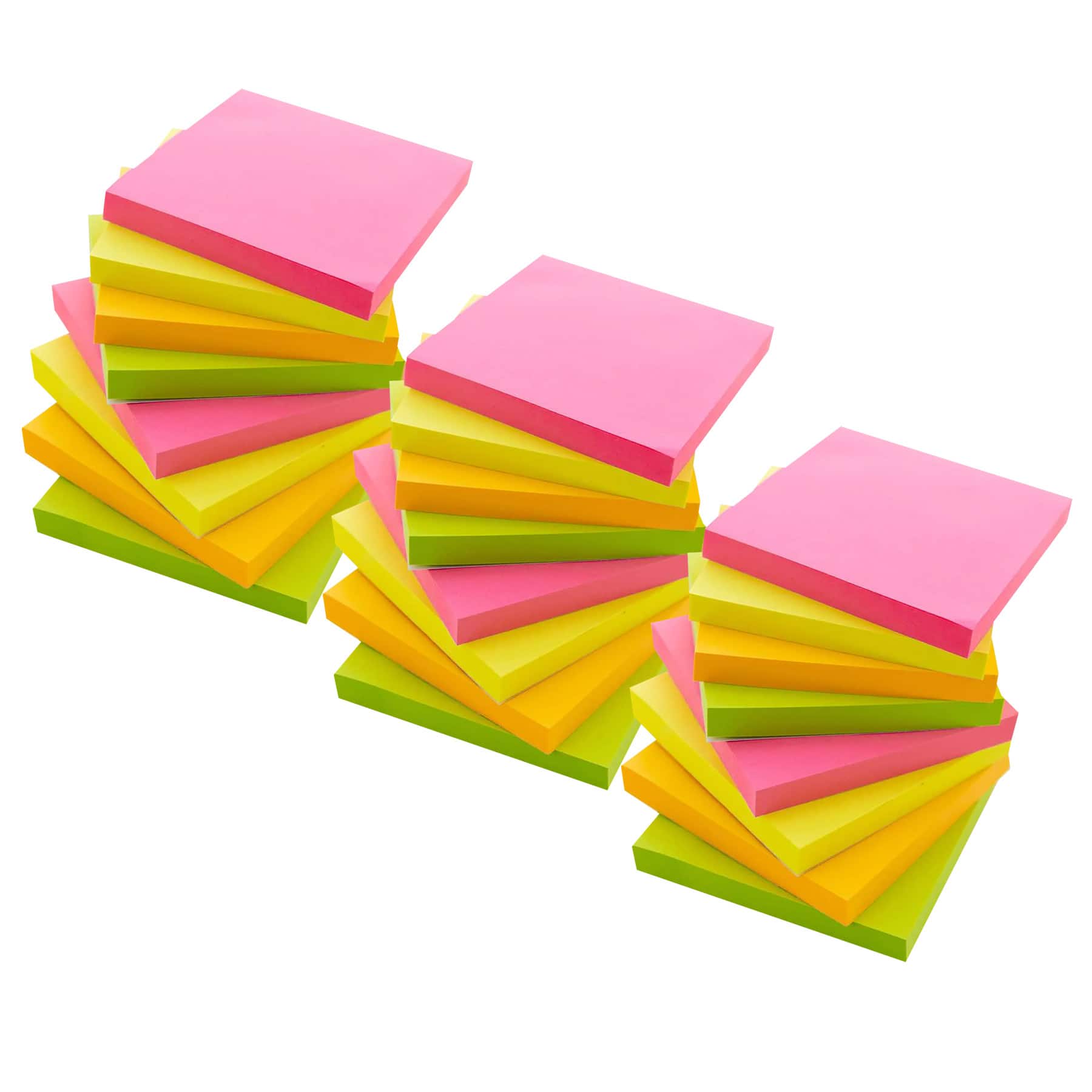 BAZIC Products® 3" x 3" Assorted Sticky Notepads, 3 Packs of 12