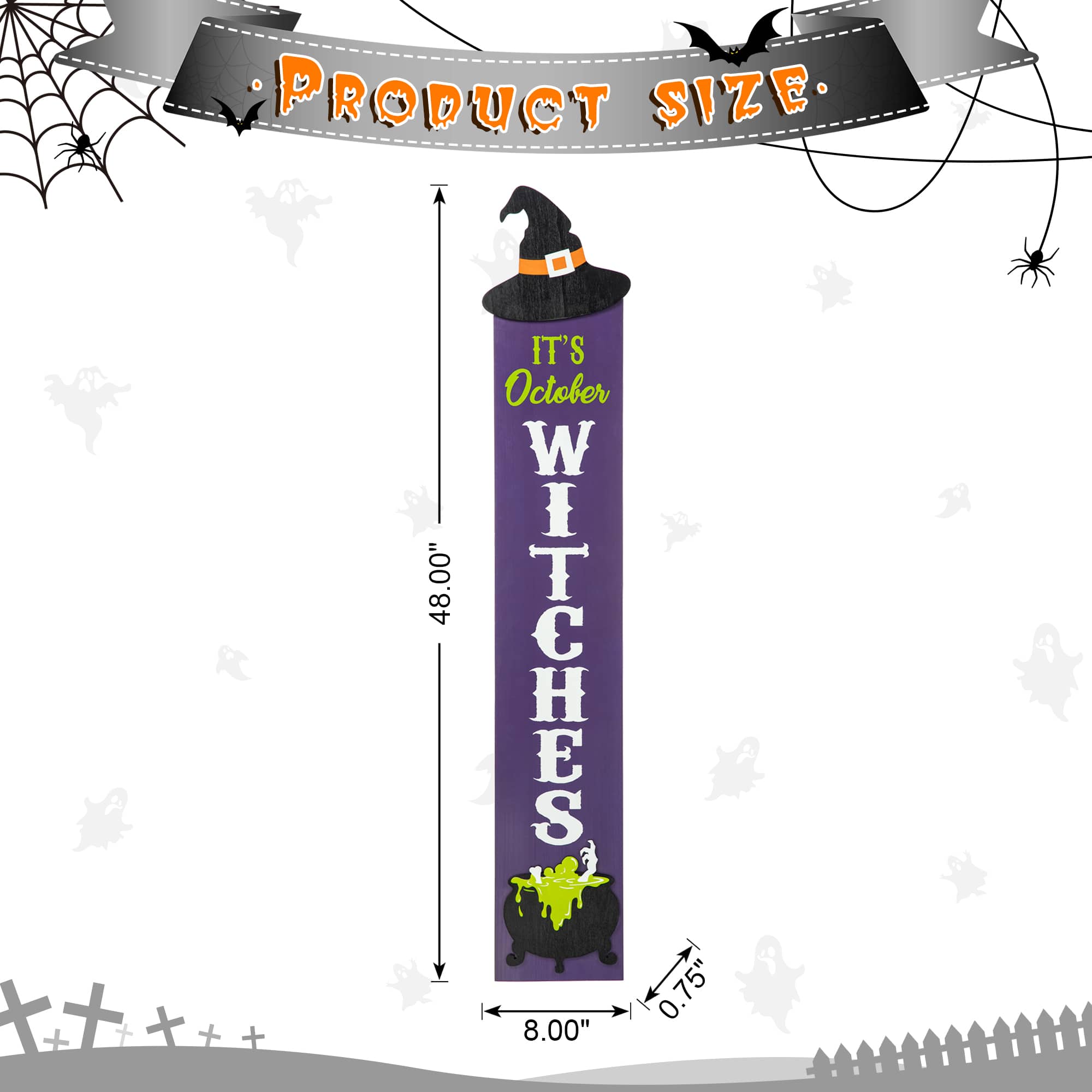 Glitzhome® 4ft. Halloween Wooden Witch Hat Porch Décor