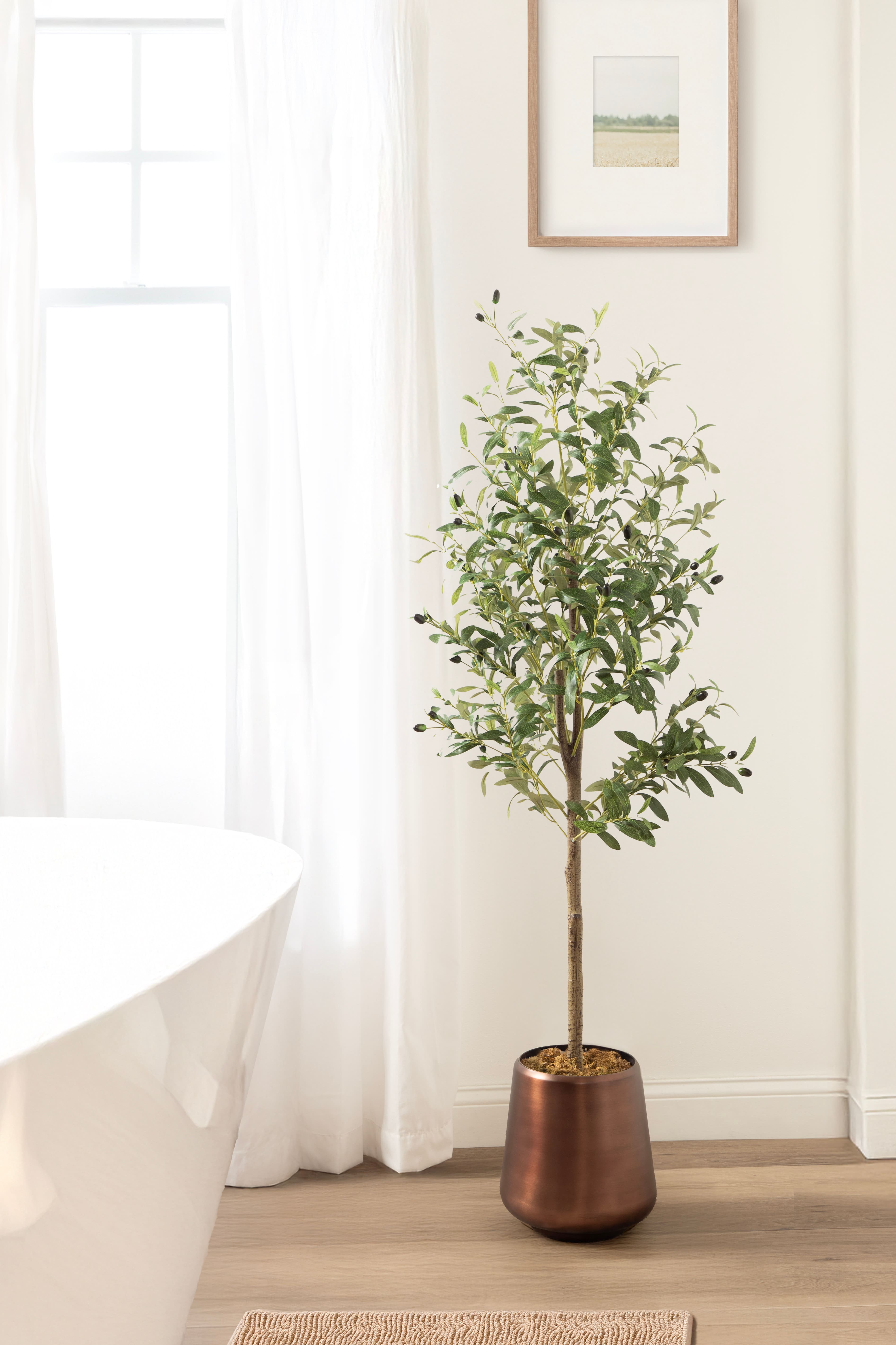 Kate and Laurel 5ft. Green Oliveira Faux Olive Tree