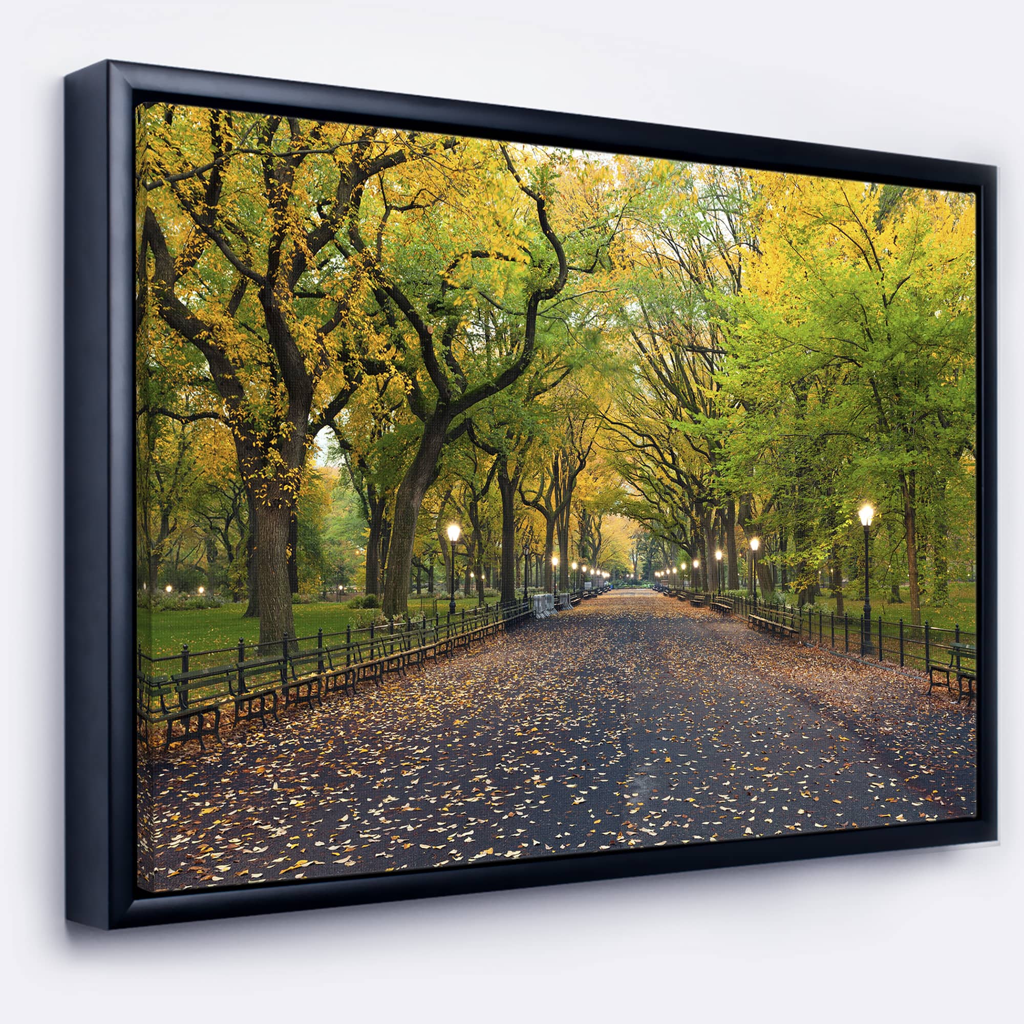 Designart - The Mall Area in Central Park - Large Landscape Framed Canvas Art