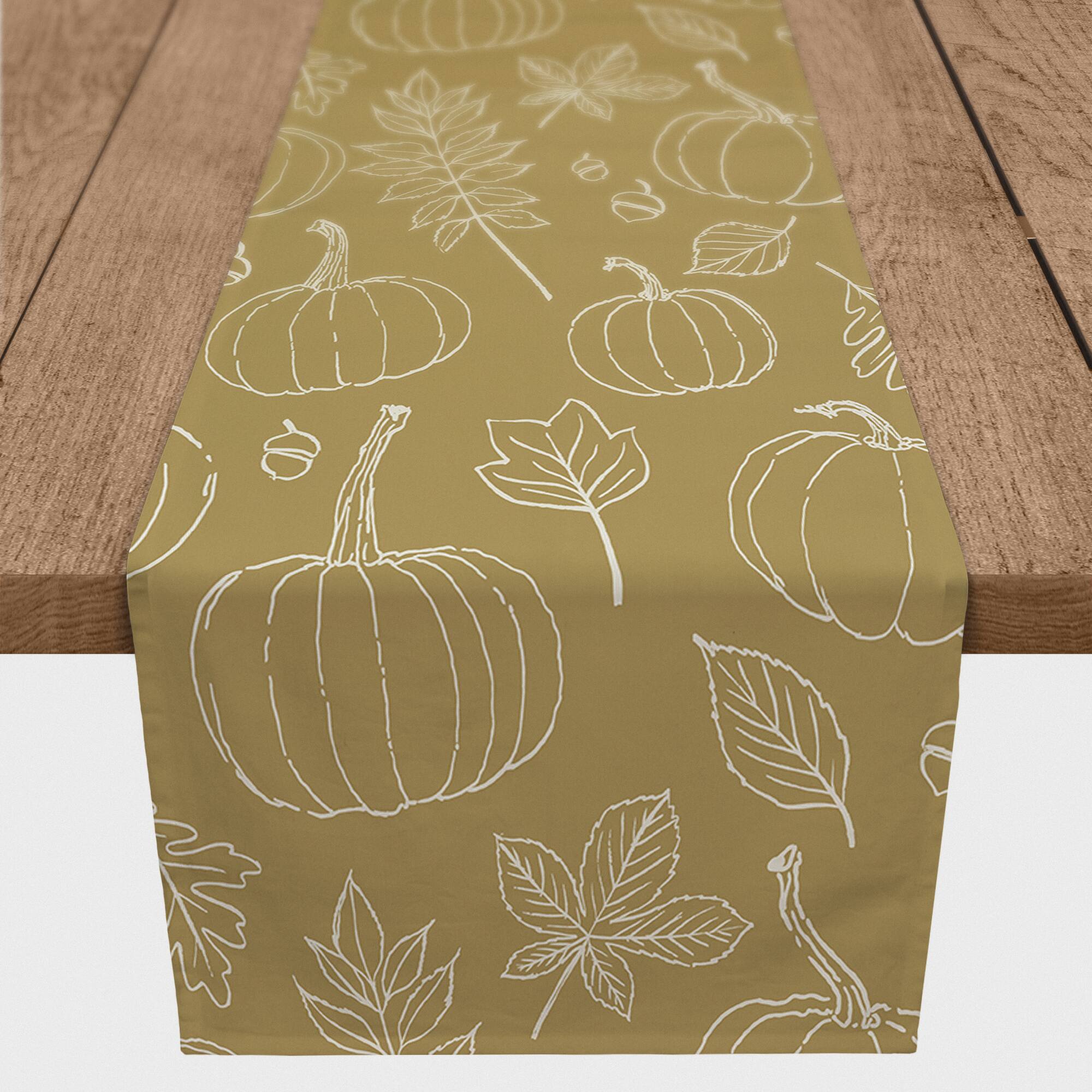 72'' Mustard Yellow Fall Pattern Cotton Twill Runner