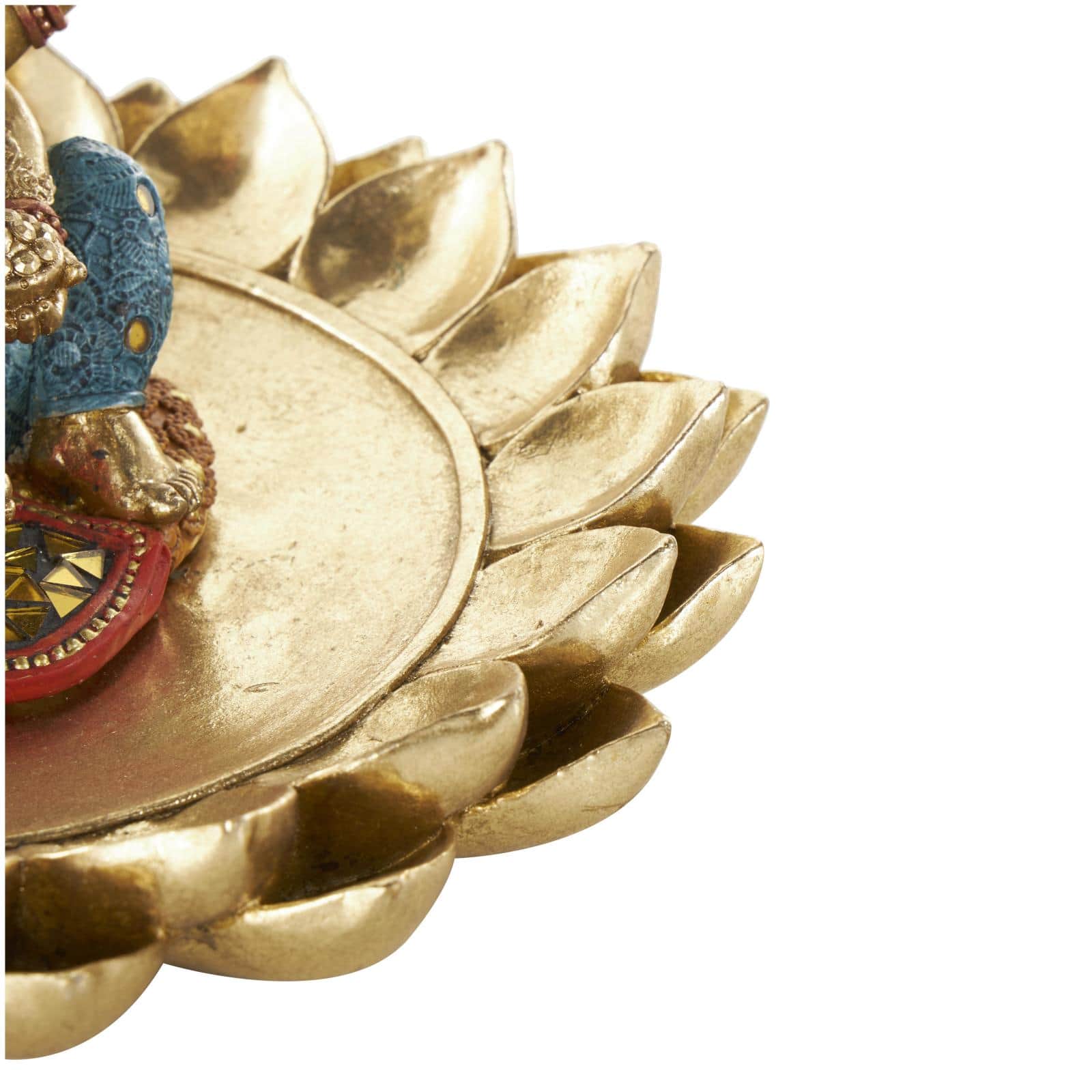 9.5" Long Gold Ganesh Sculpture with Lotus Plate