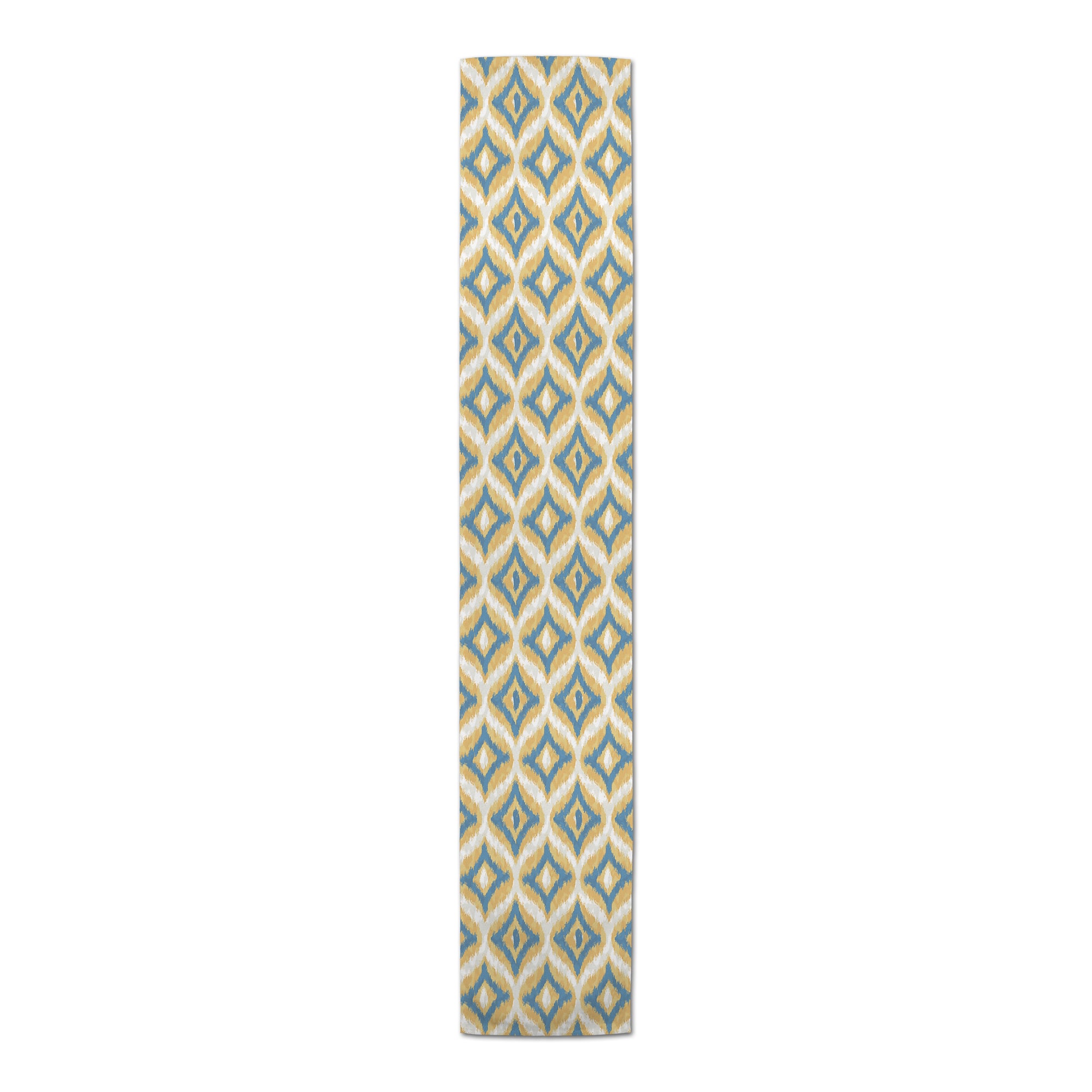 90" Blue & Yellow Ikat Cotton Twill Runner