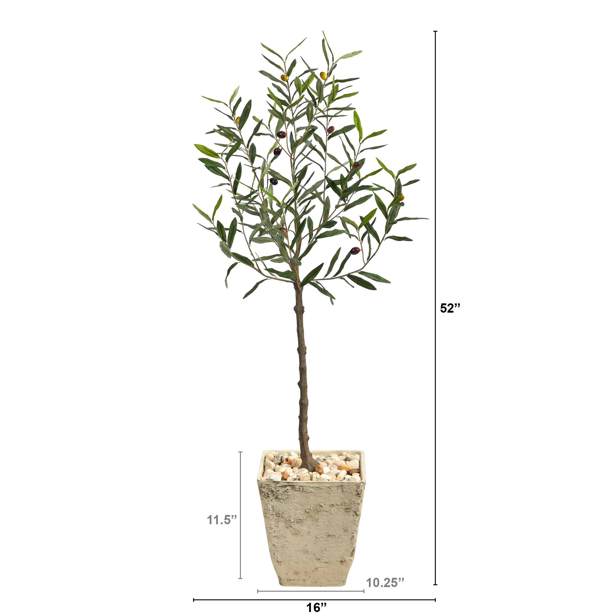 4.5ft. Olive Artificial Tree in Country White Planter