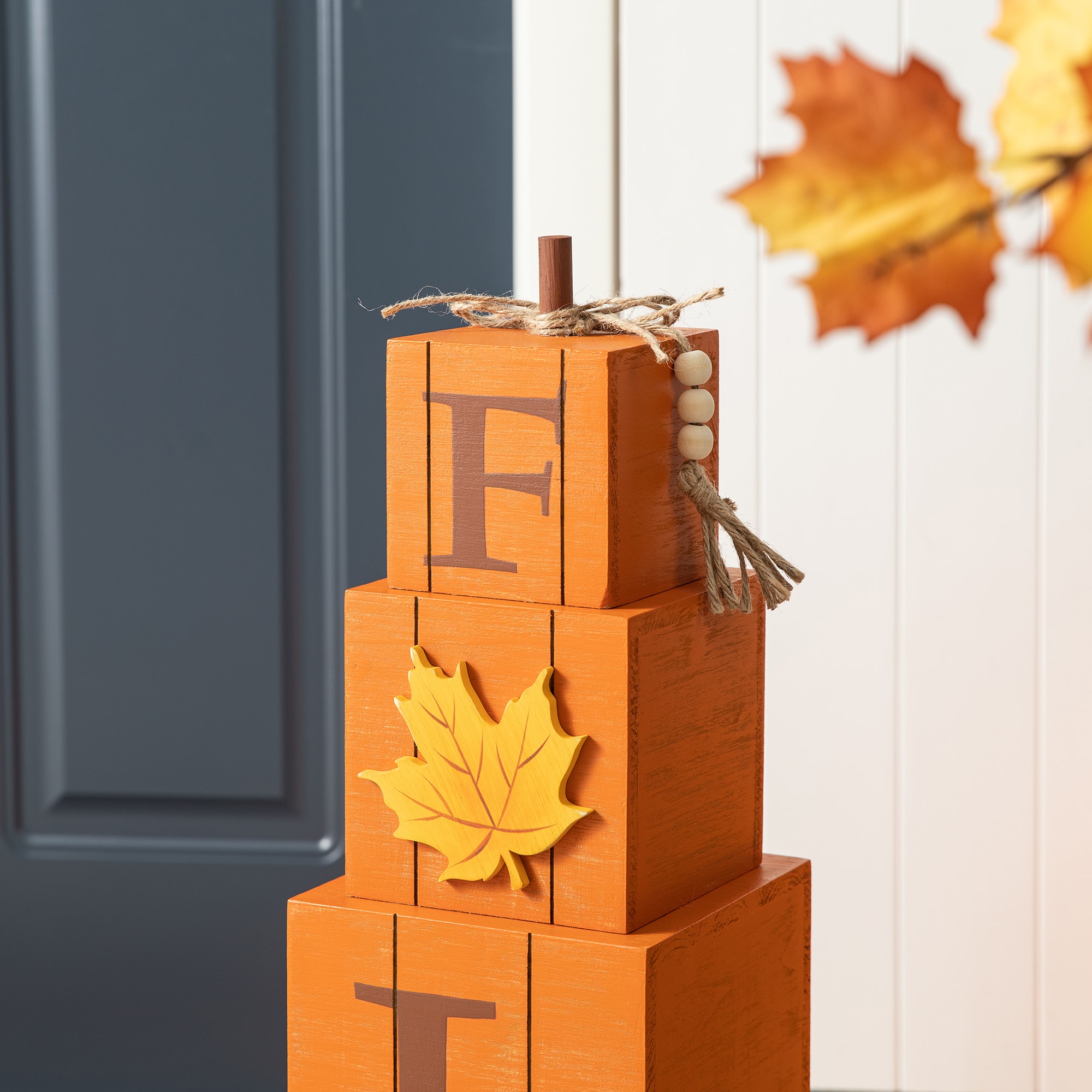 Glitzhome® 25.5" Double-Sided Wood Fall & Halloween Porch Décor