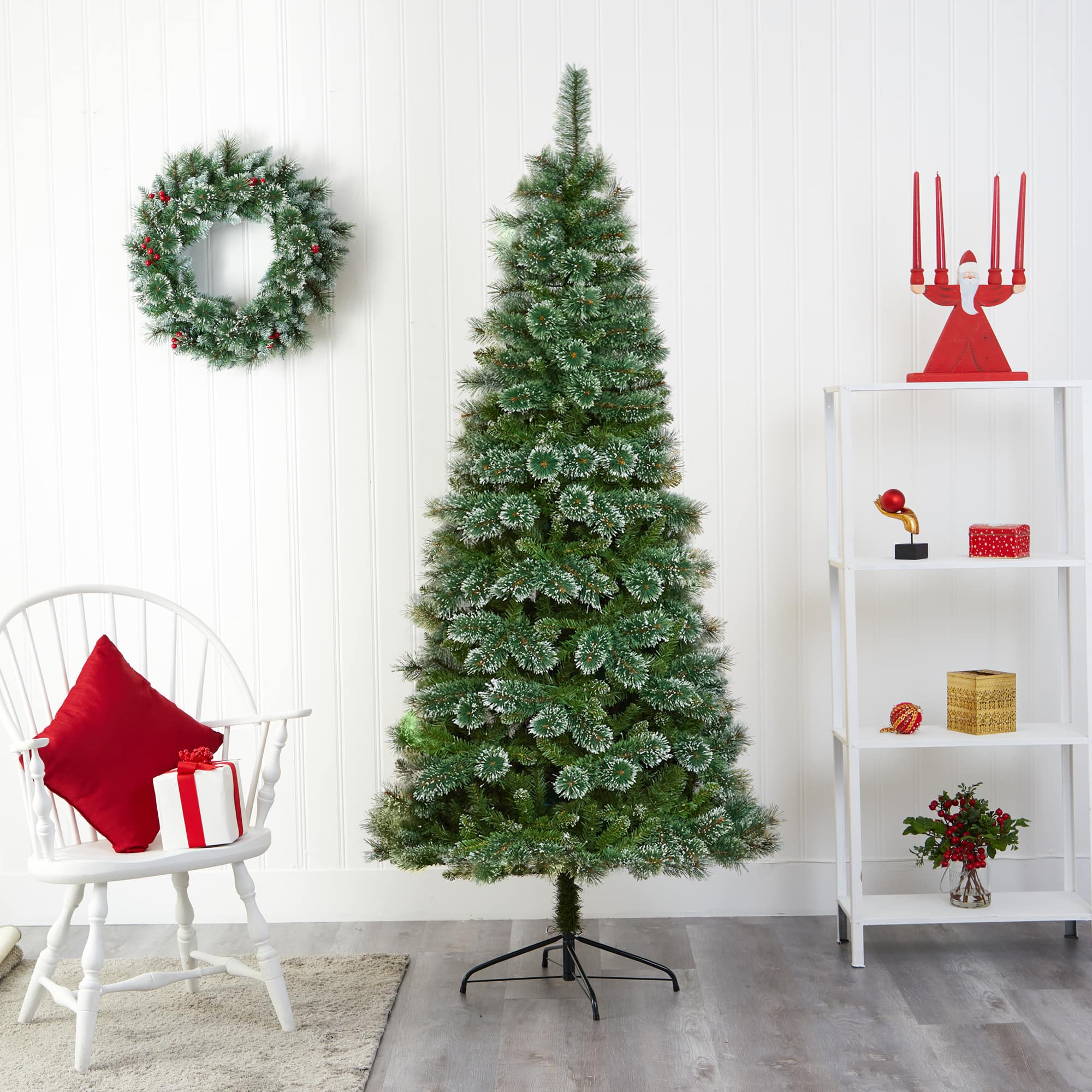 7ft. Unlit Wisconsin Slim Snow Tip Pine Artificial Christmas Tree