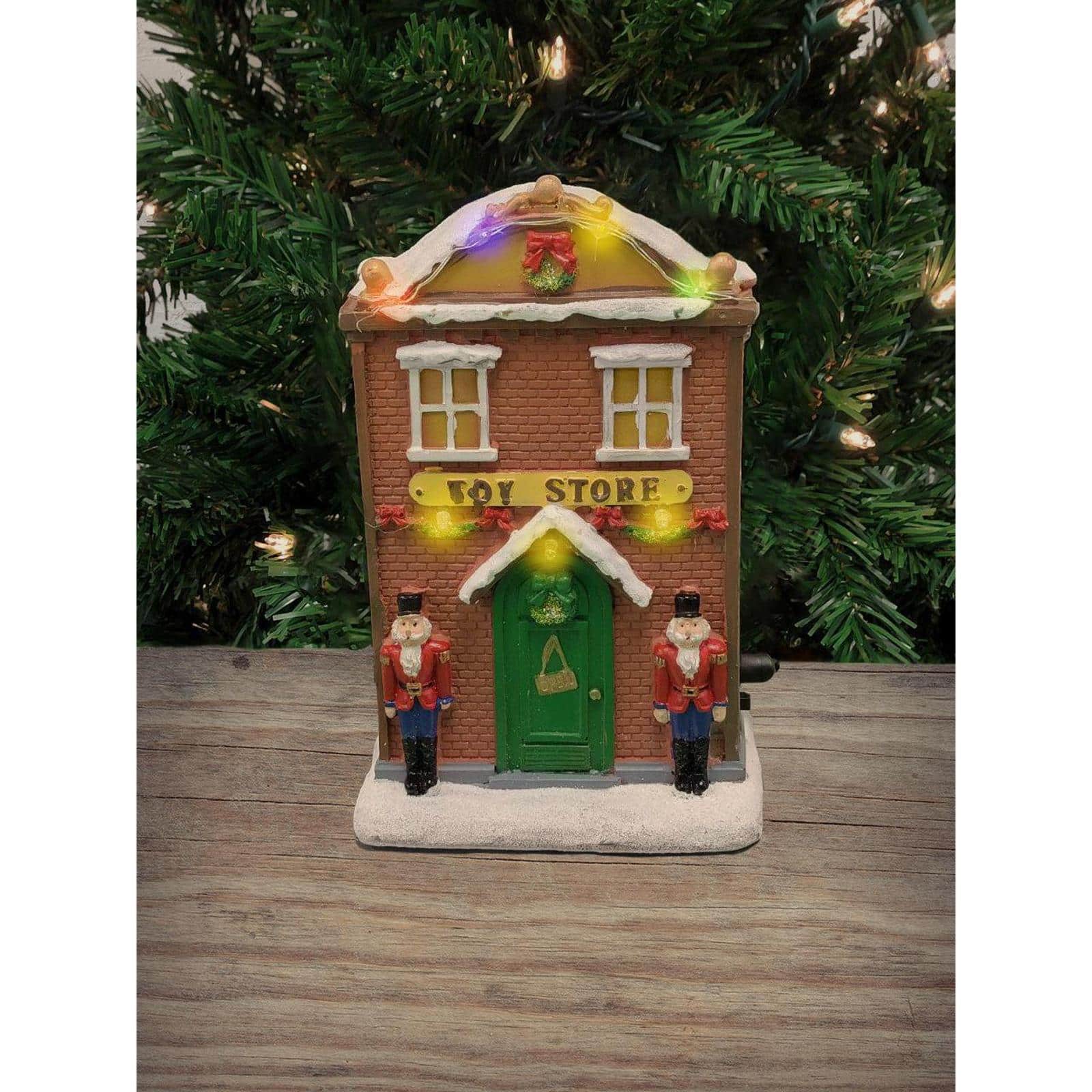 Wizardi 12" Christmas Village Toy Store with LED Lights