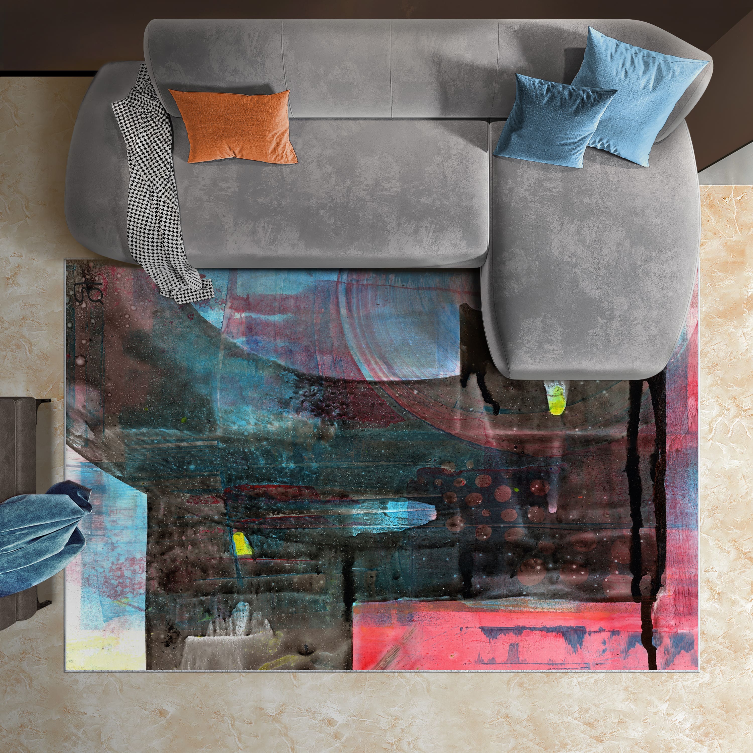 Empire Art Direct 5ft. x 7.5ft. Switching Directions I Tapis D'Art Washable Abstract Area Rug