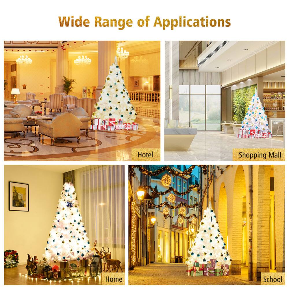 Costway 7.5ft. Unlit White Pine Artificial Christmas Tree