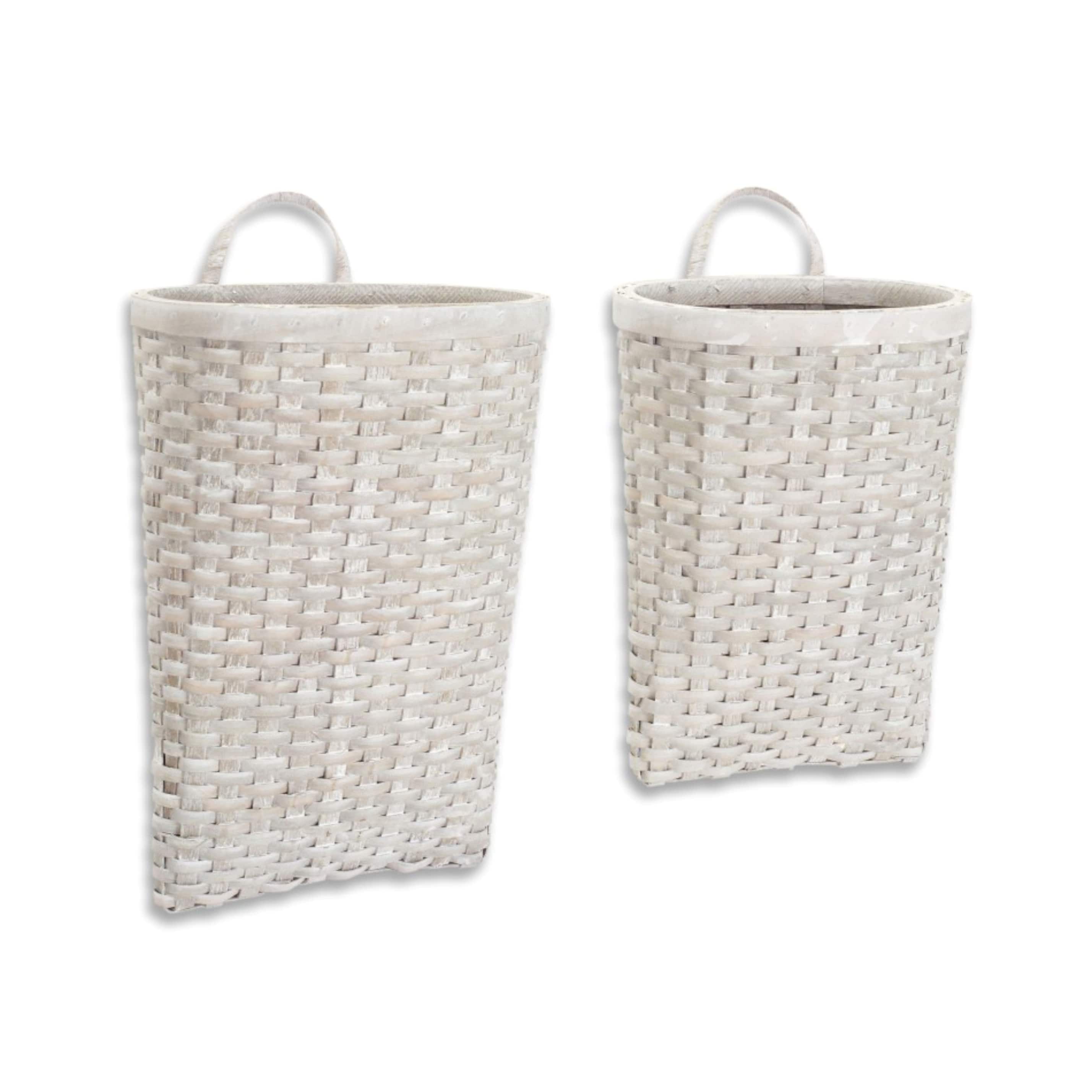 White Tapered Basket Set, 18" & 21.5"