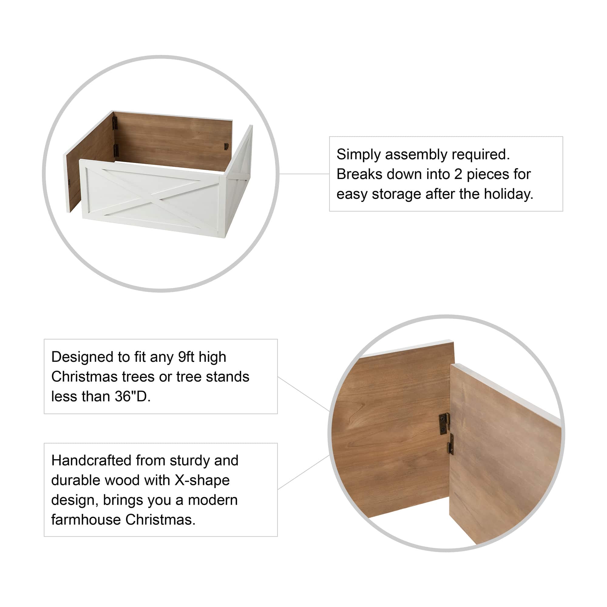 Glitzhome® Washed White Wood Tree Collar