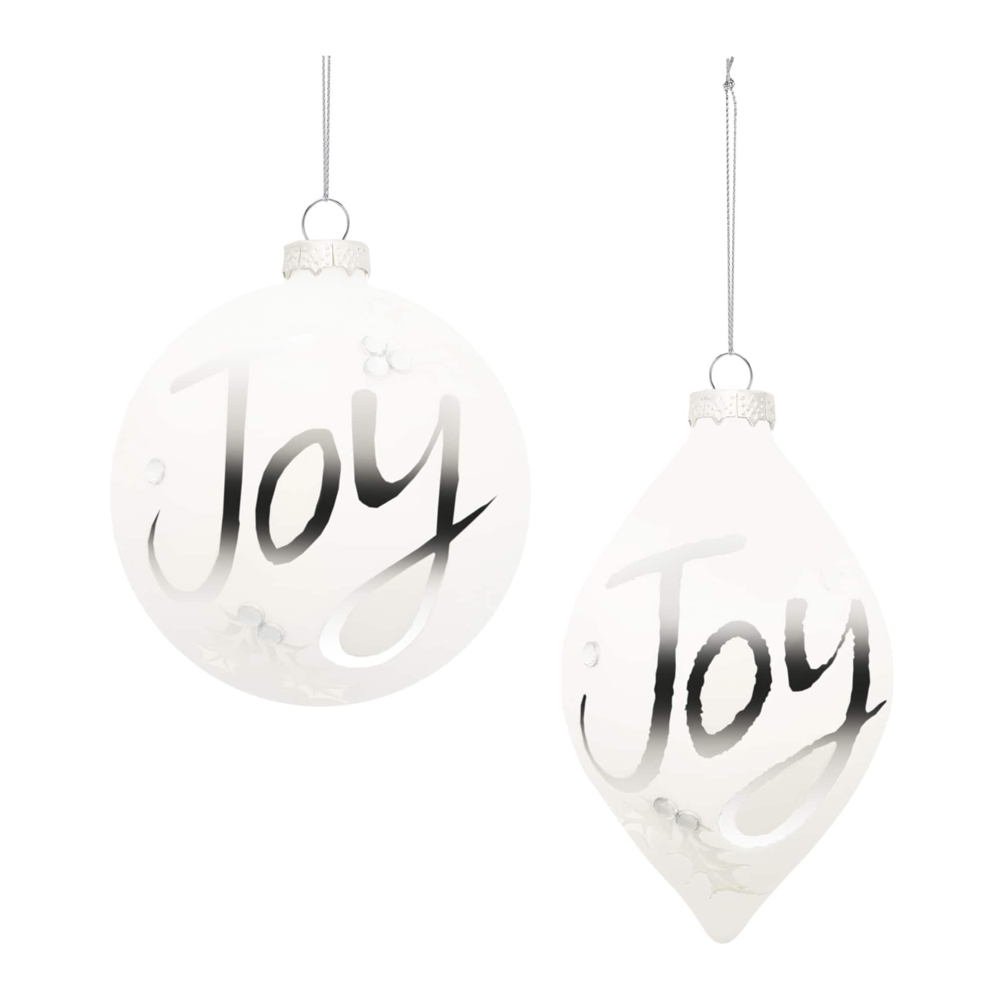 Frosted Glass Joy Ornament Set, 6ct.