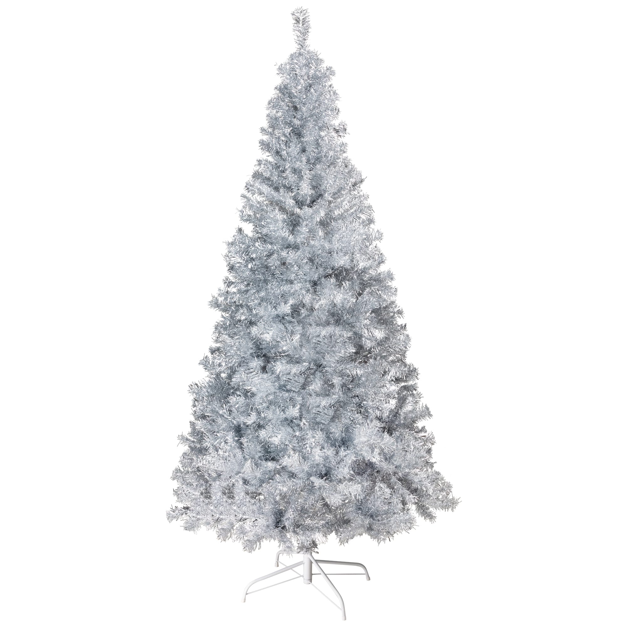 9ft. Unlit Silver Artificial Tinsel Christmas Tree