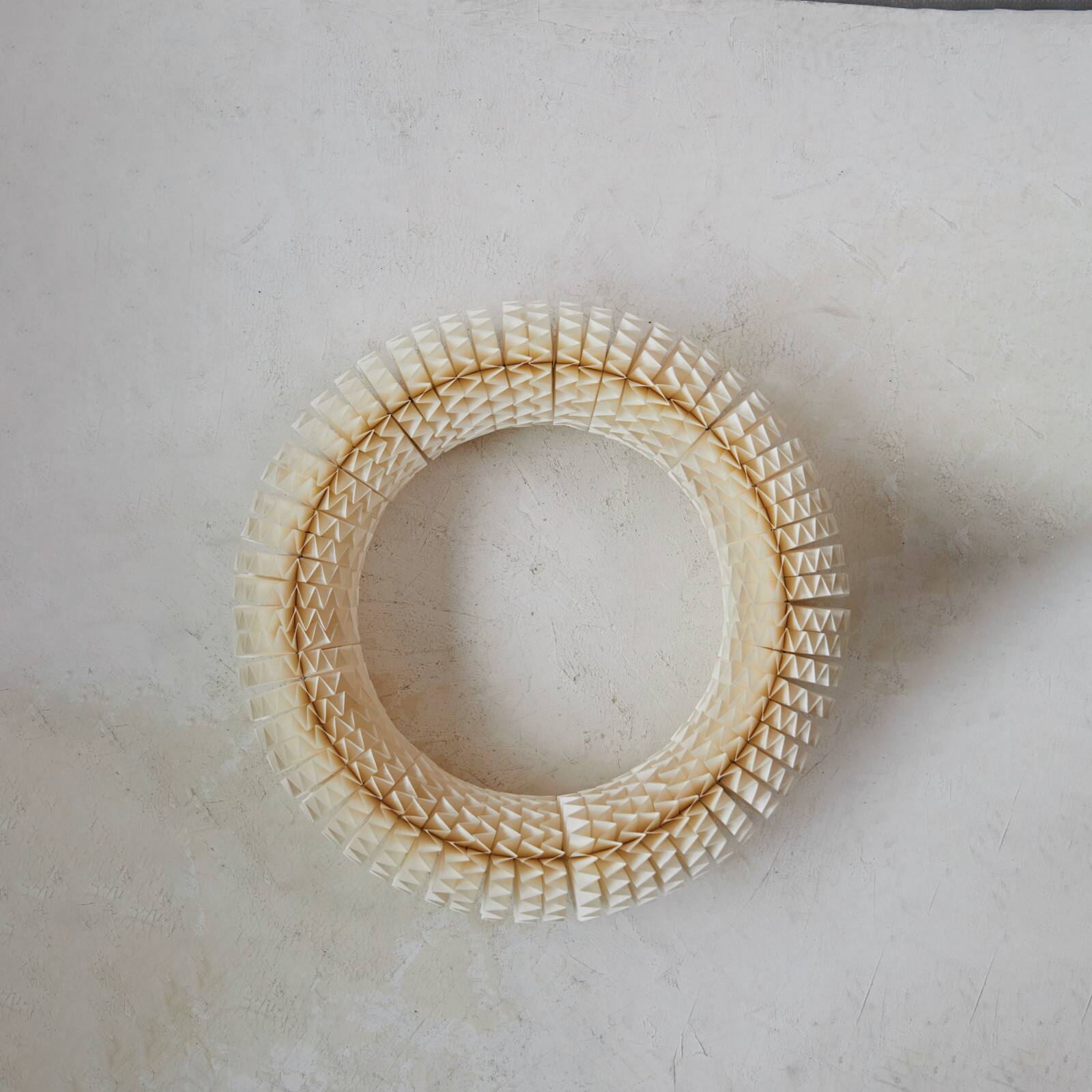 Hello Honey® 19.5" Cream Color Round Handmade Recycled Paper Honeycomb Wreath