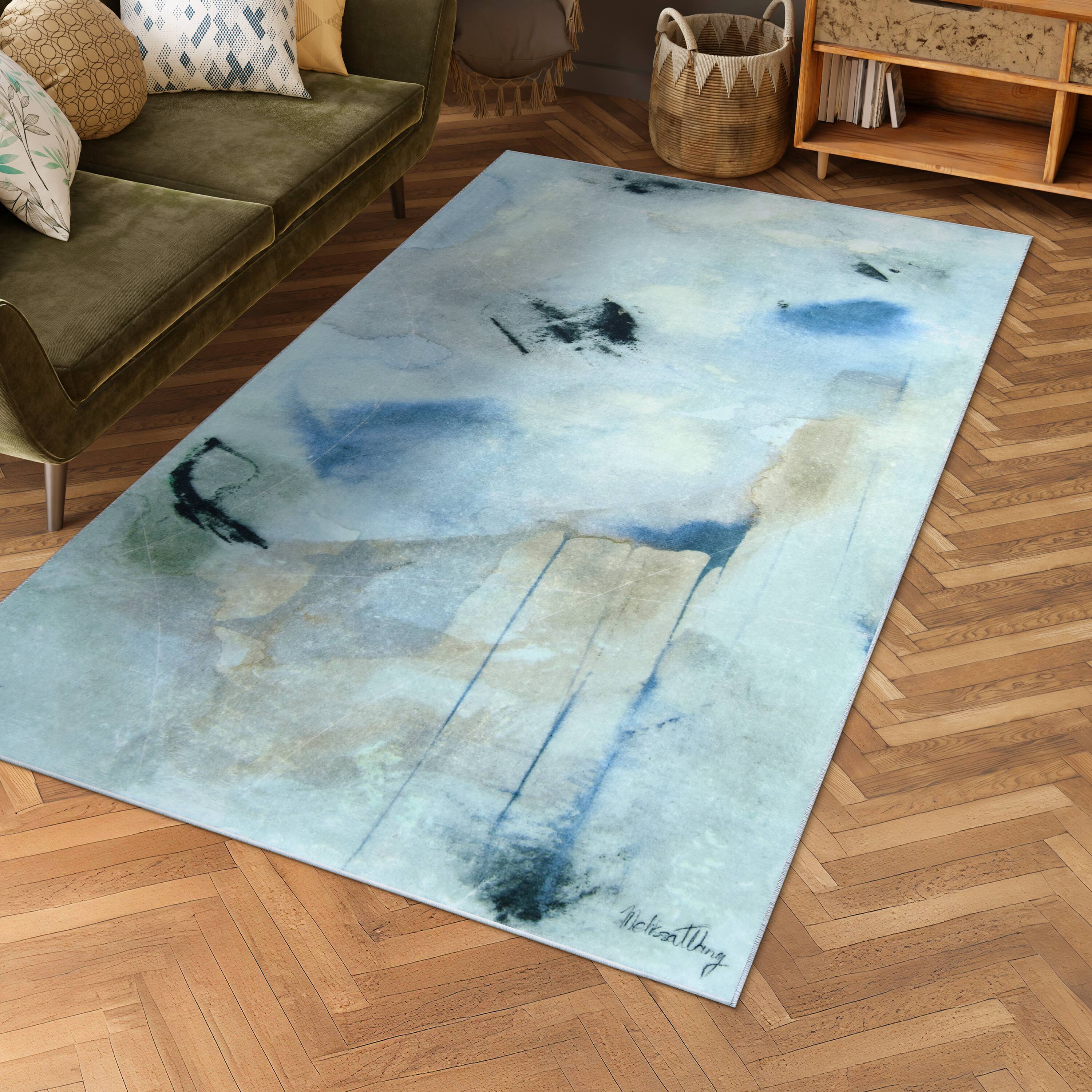 Empire Art Direct 5ft. x 7.5ft. Floating Stars I Washable Abstract Area Rug