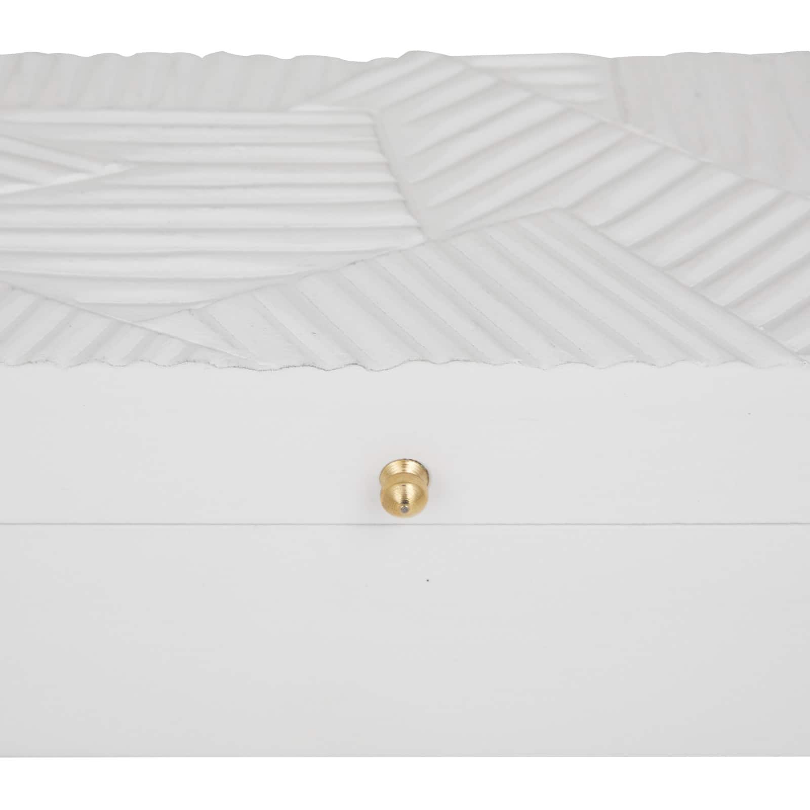 White Wood Intricate Carved Box with Hinged Lid Set