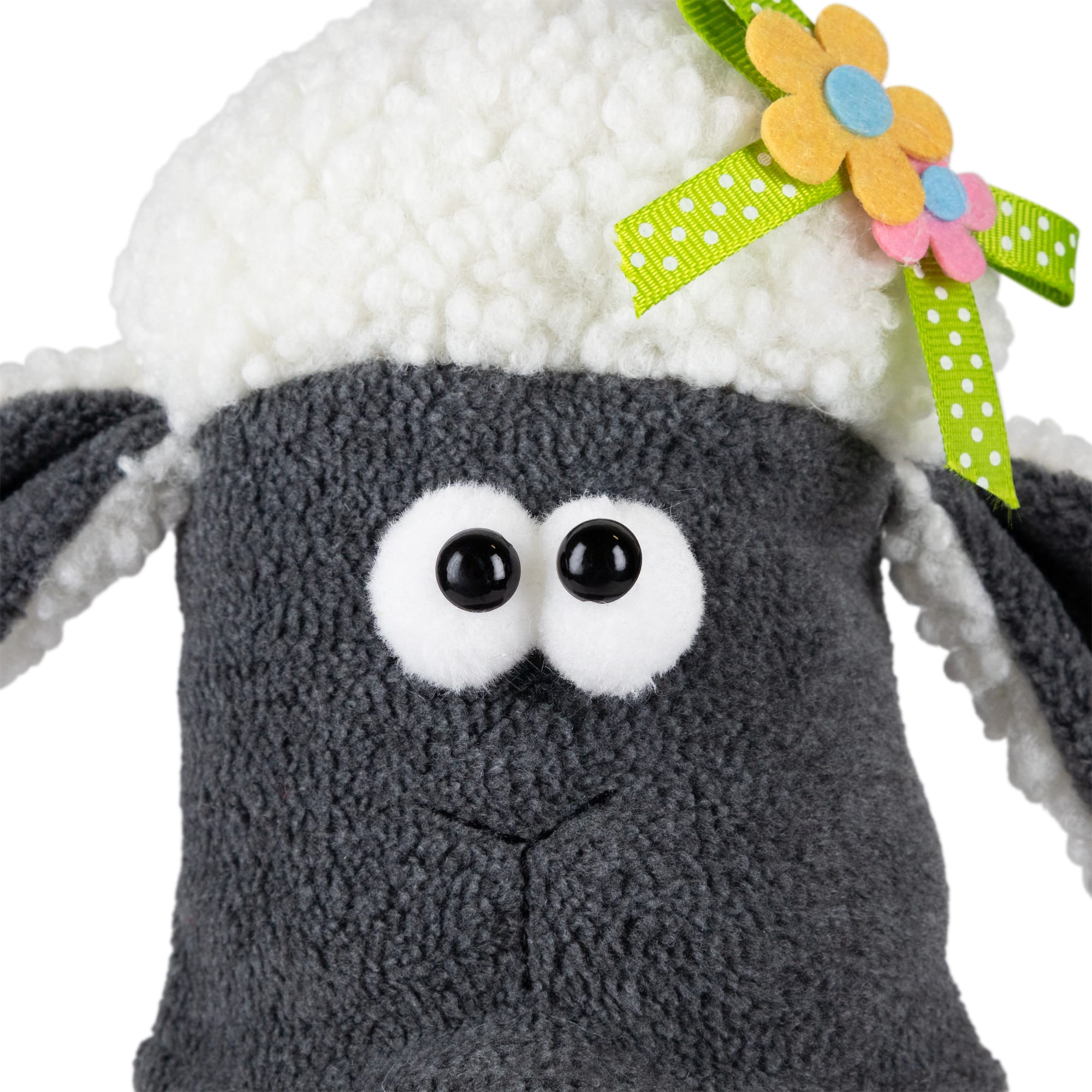 9" Tan & Gray Plush Floral Sheep Gnome Easter Decoration
