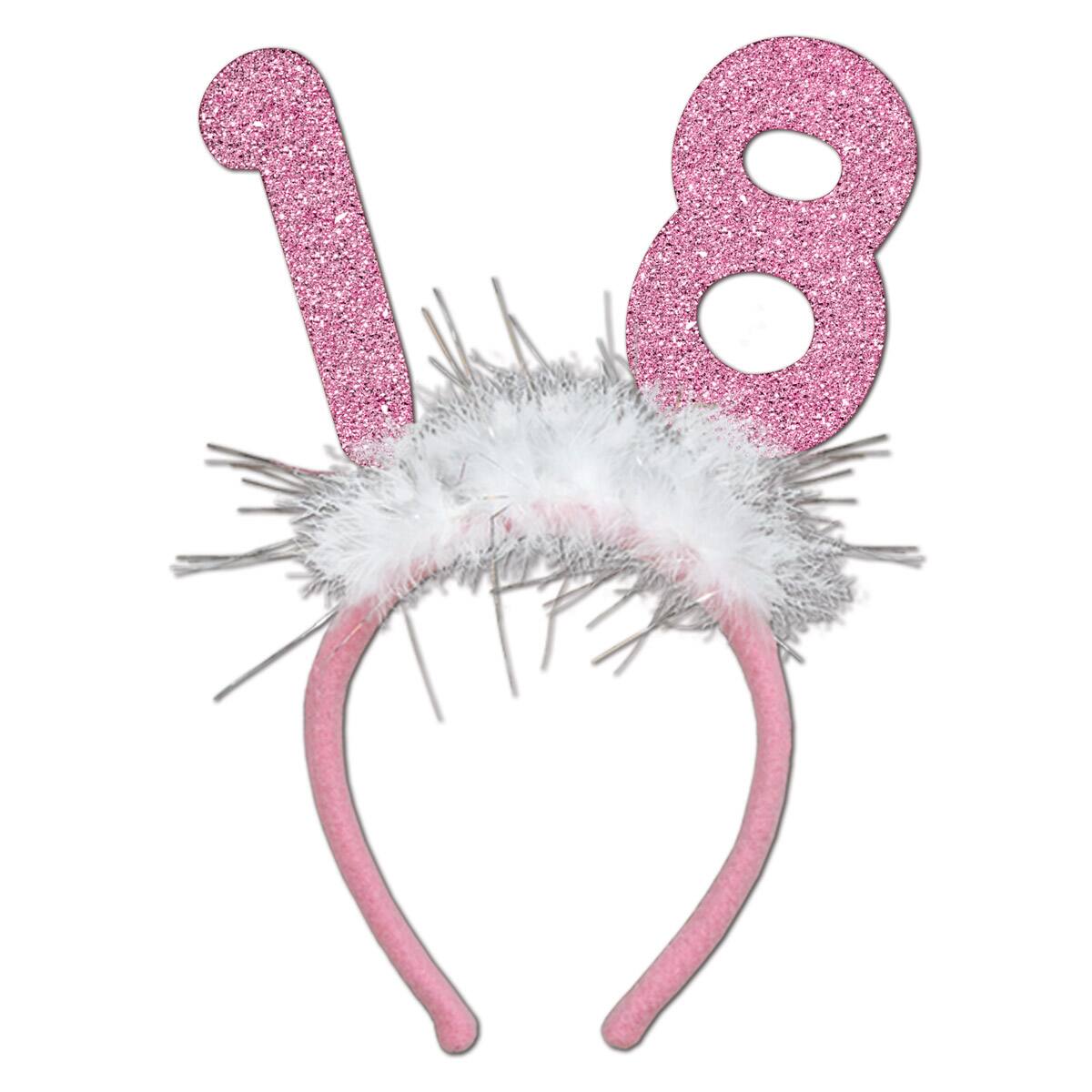 Beistle Adult Pink "18" Glittered Boppers with Marabou, 2ct.