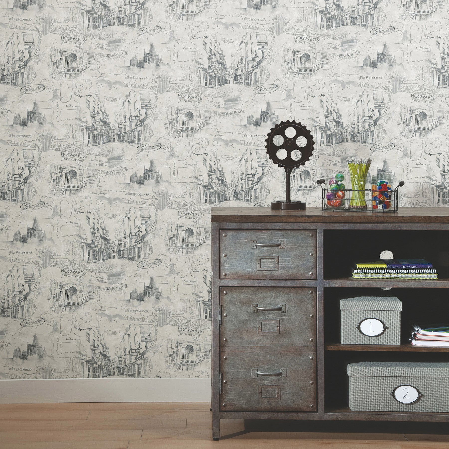 RoomMates Taupe Harry Potter Map Peel & Stick Wallpaper
