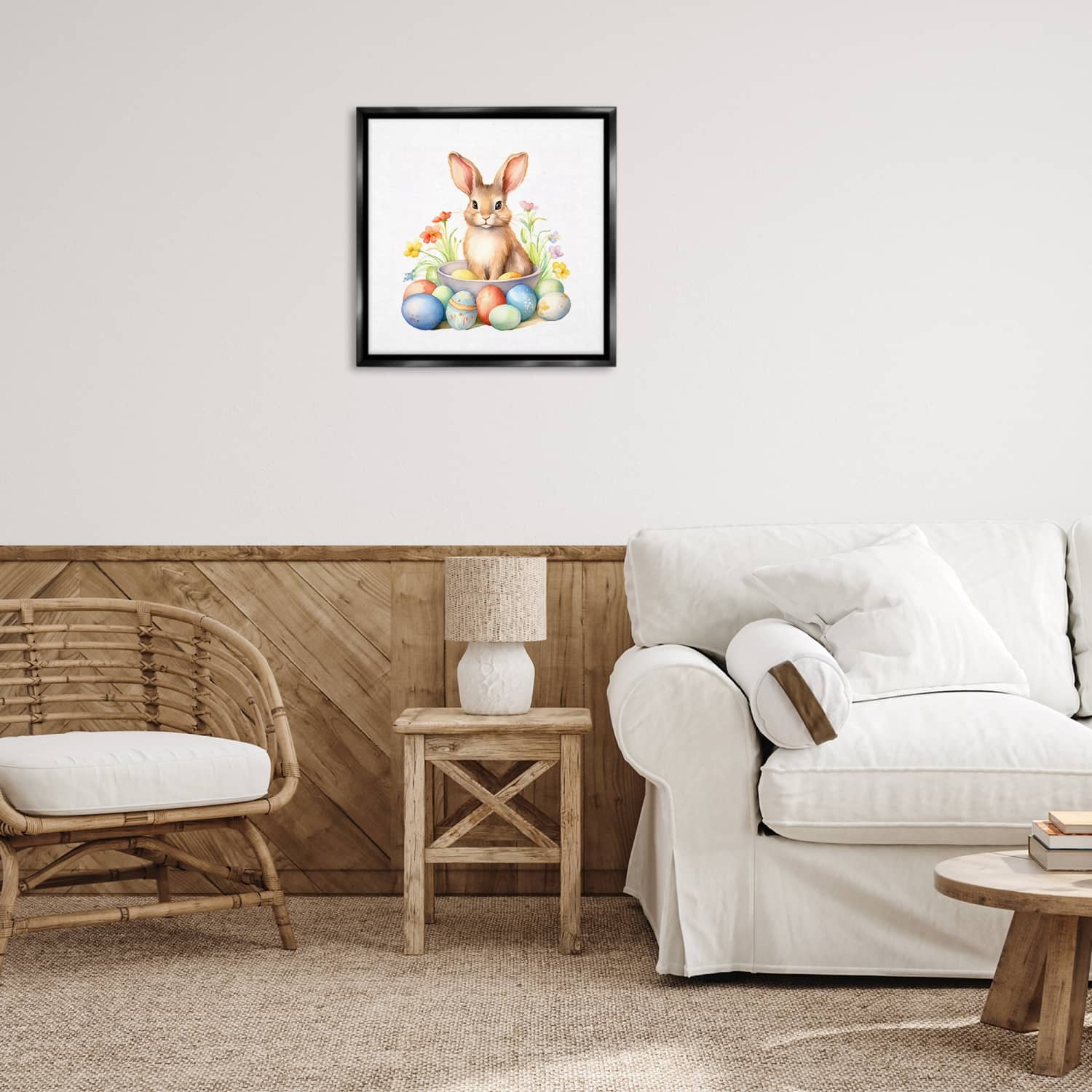 Stupell Industries Easter Bunny & Eggs Floater Framed Art