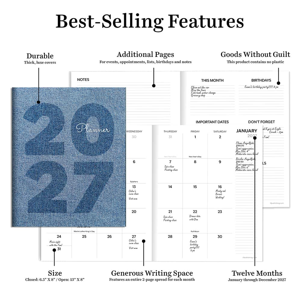 2027 Denim Medium Monthly Planner