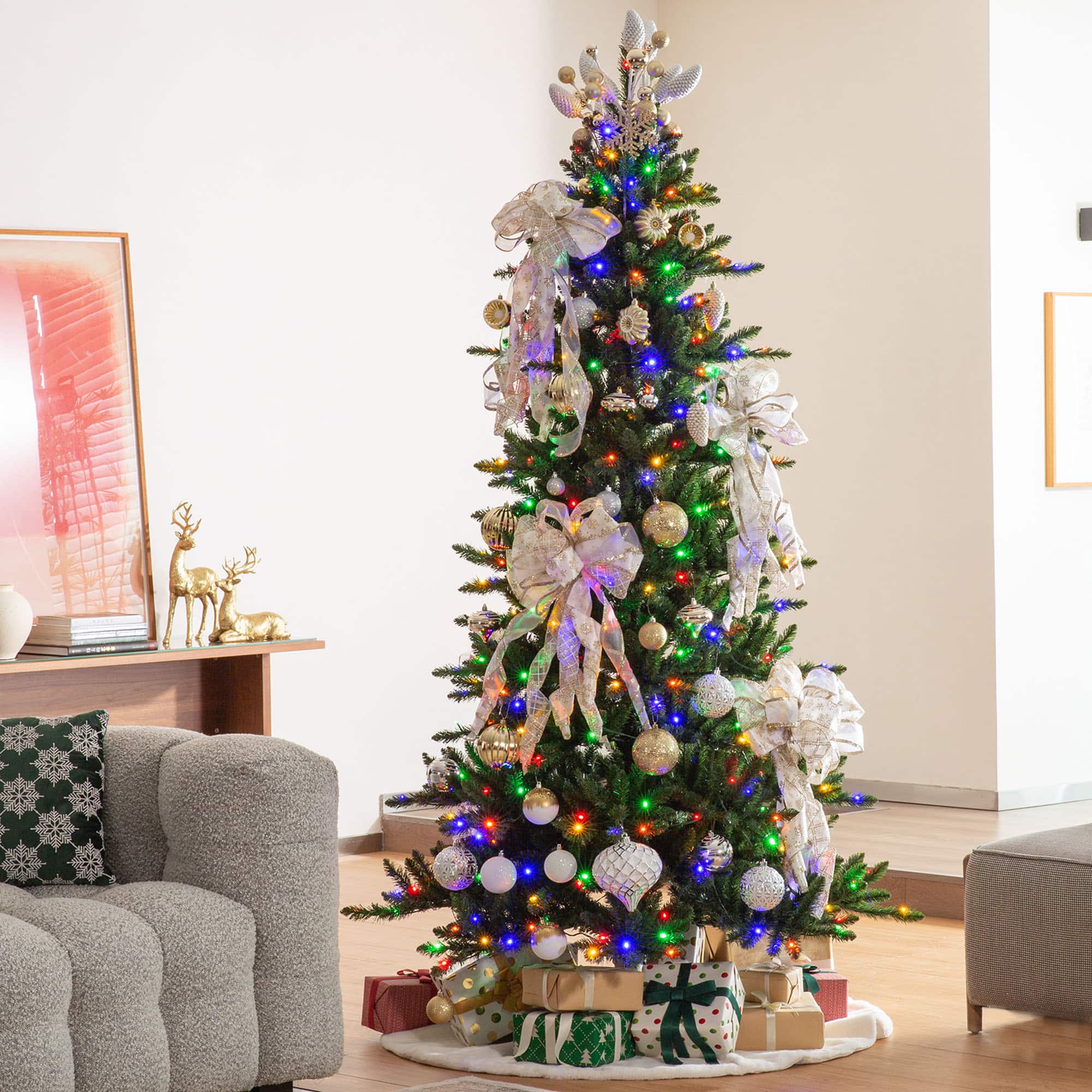 Glitzhome® 18 Pack Elegant Silver Deluxe Large Shatterproof Ornaments