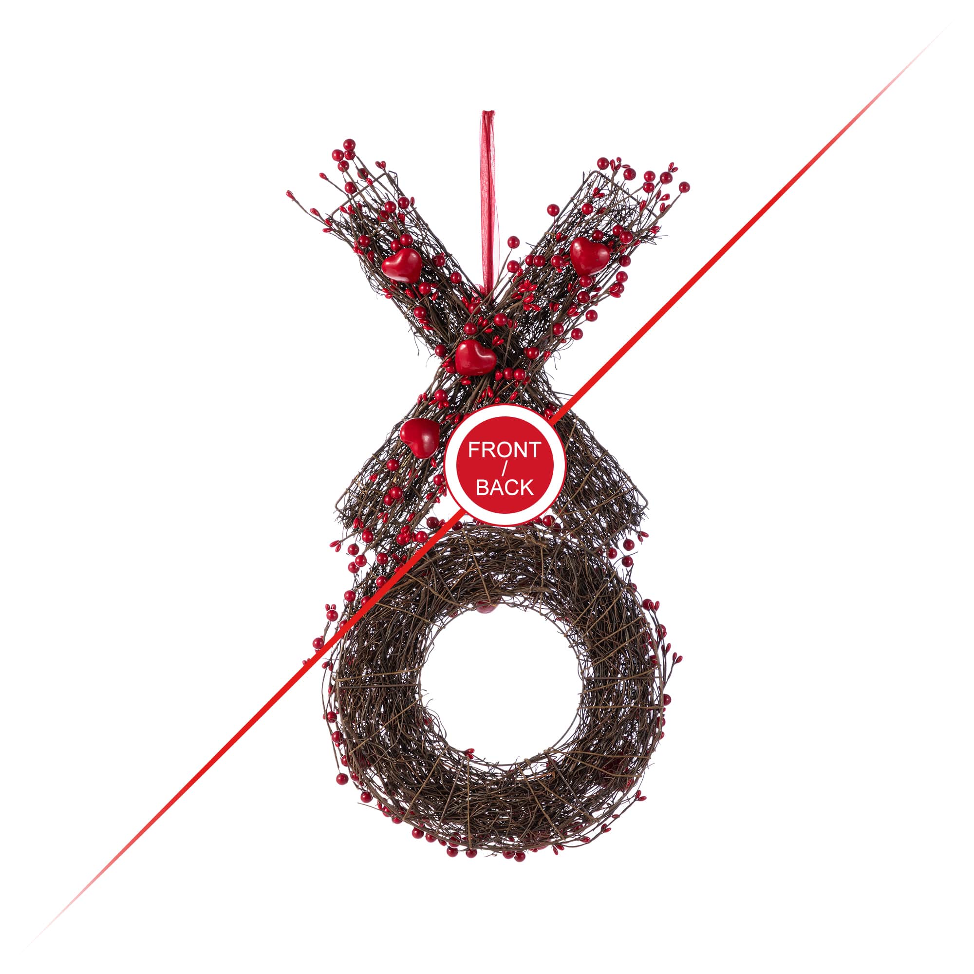Glitzhome® 24" Red Valentine's XO Shaped Wreath