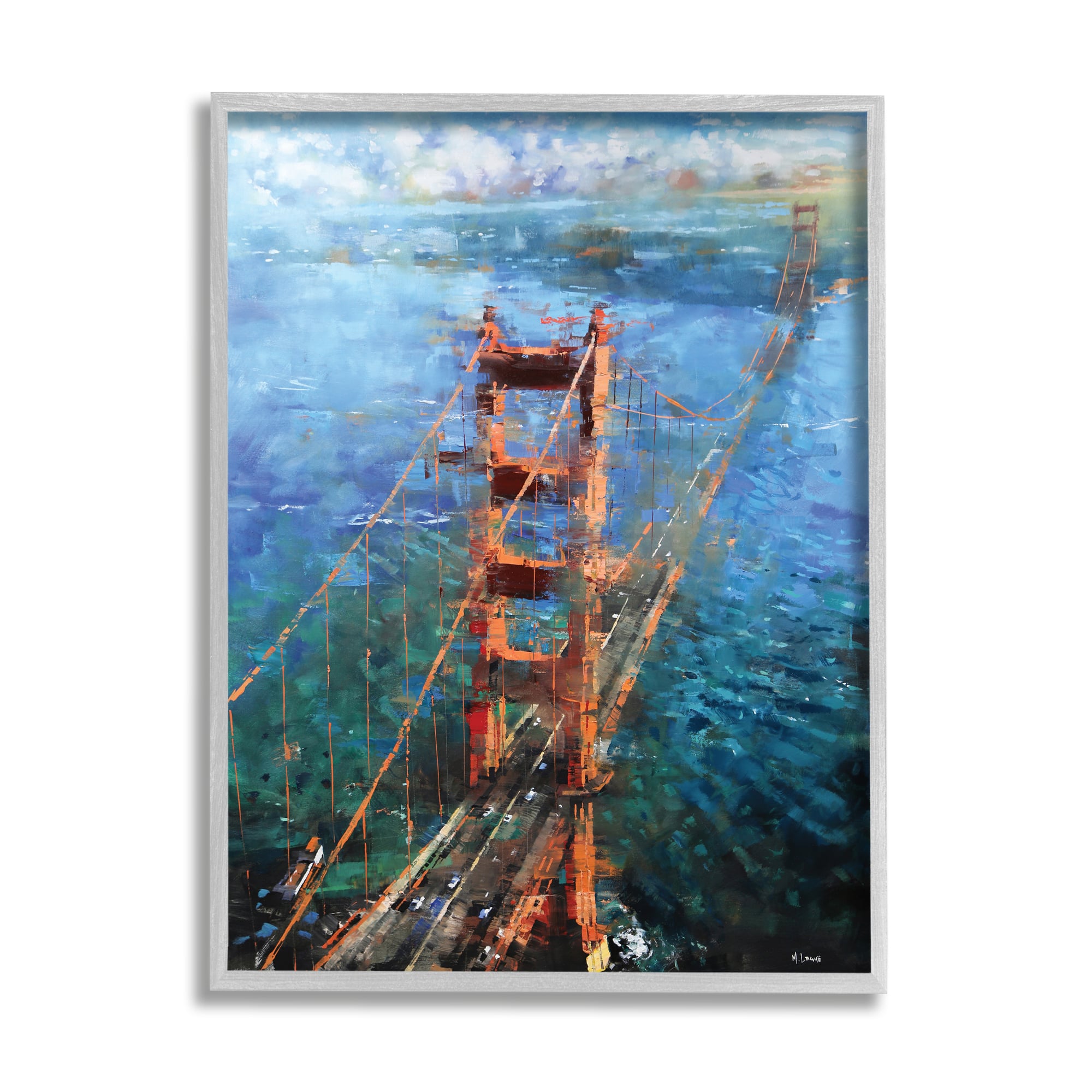 Stupell Industries Golden Gate Bridge Contemporary Abstract Wall Art in Frame