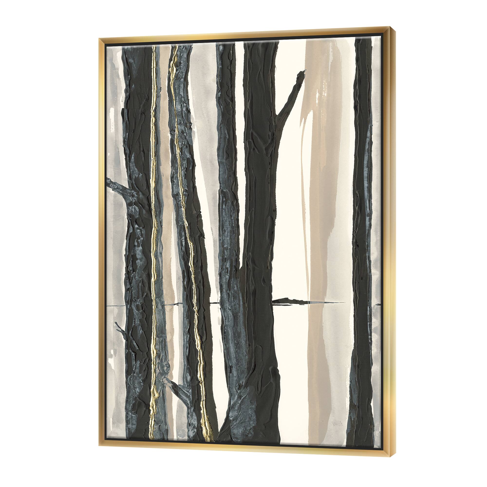 Designart - Forest Silhouette II - Modern Farmhouse Canvas in Gold Frame