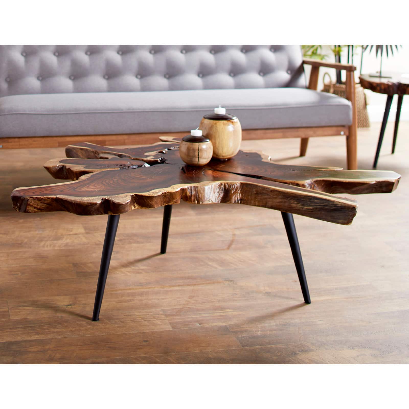 47" Brown Metal Contemporary Coffee Table