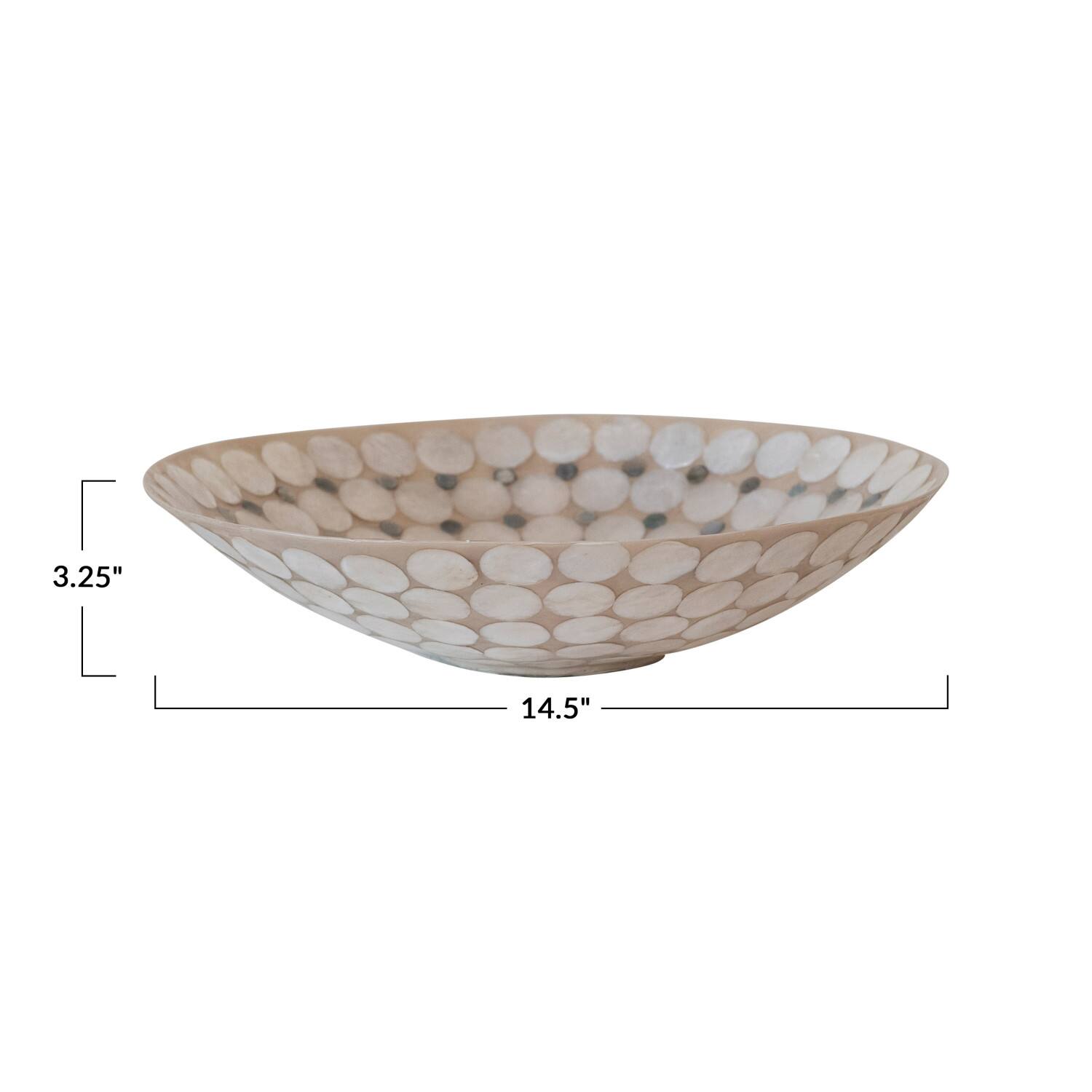 Hello Honey® 14.5" White & Natural Round Decorative Capiz Bowl