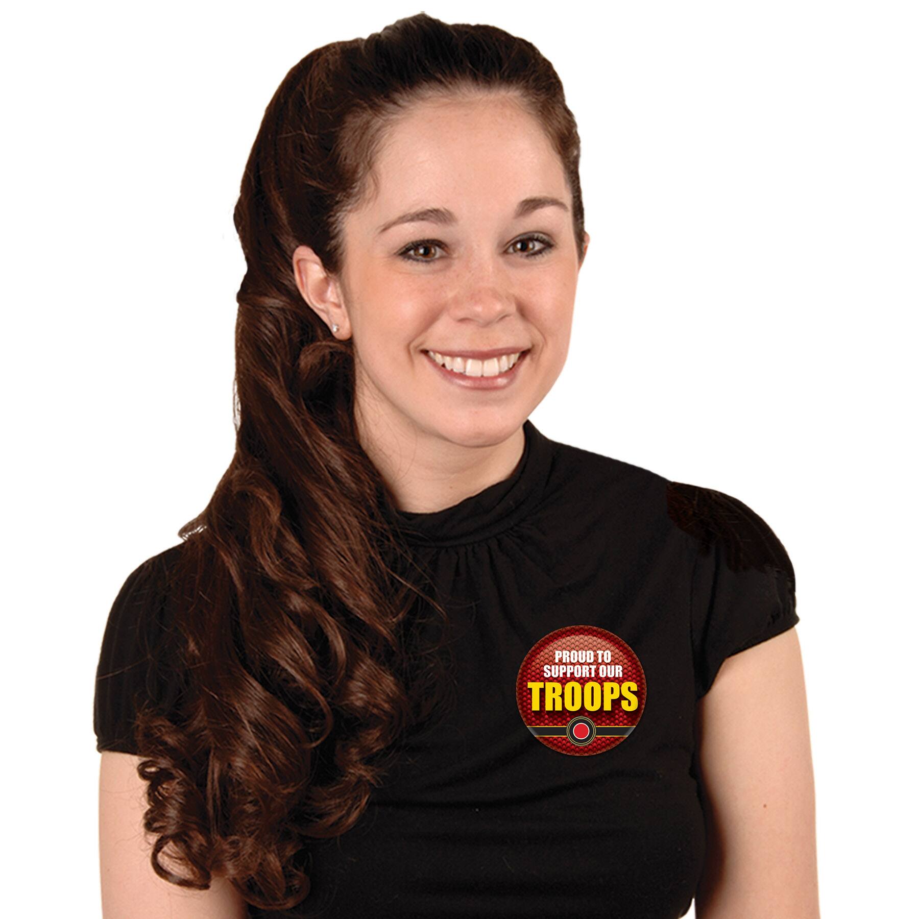 Beistle 2" Red & Yellow Proud To Support Our Troops Buttons, 6ct.
