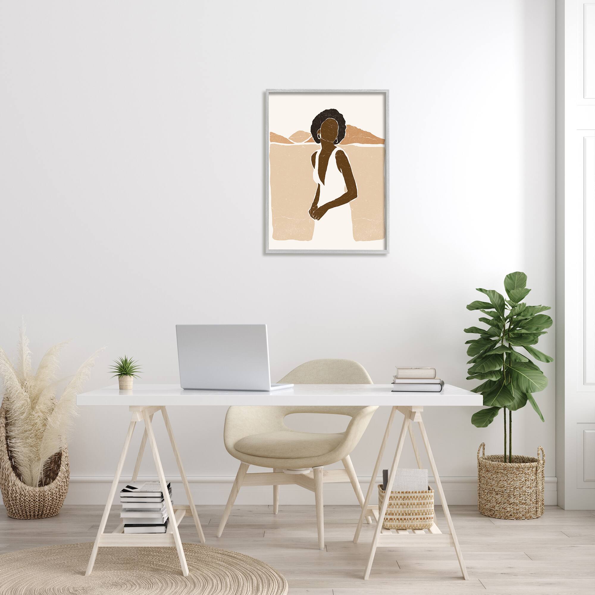 Stupell Industries Woman Standing in Desert Canyon Mountain Landscape Framed Wall Art