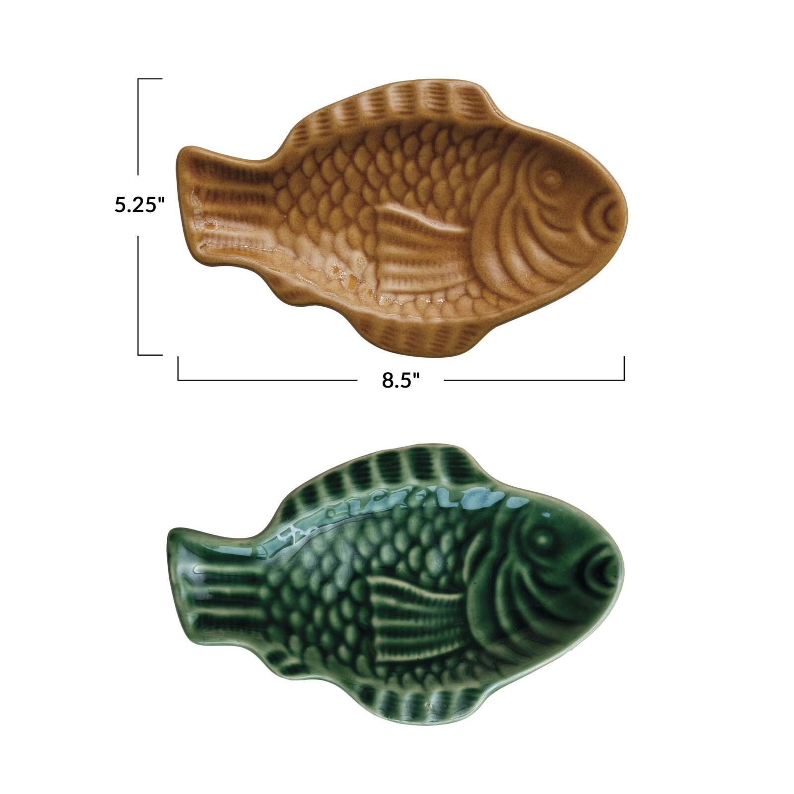 Hello Honey® 8.5" Maritime Fish Shape Stoneware Dish Set